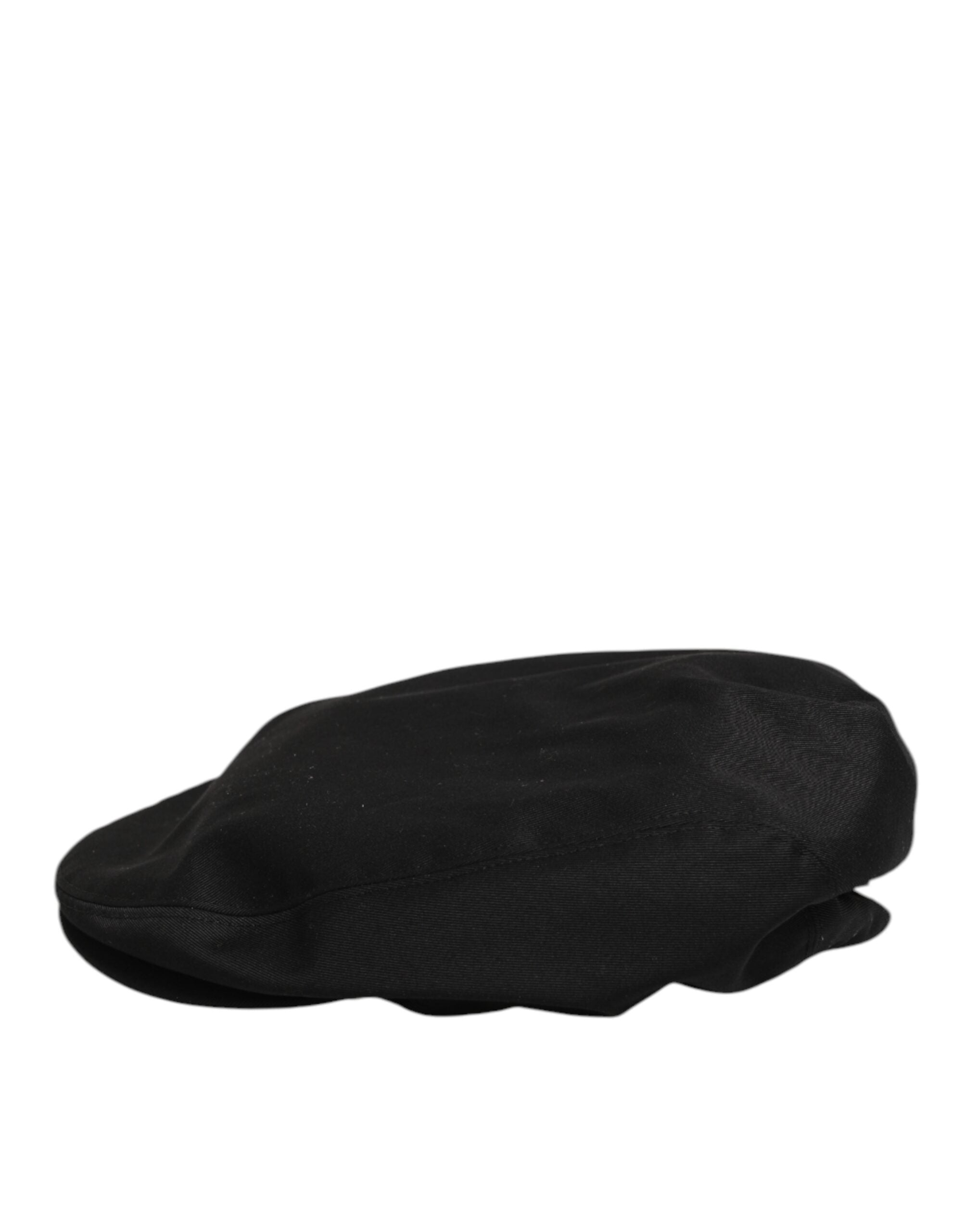 Dolce & Gabbana Black Cotton Dg Logo Newsboy Cloth Capello Hat