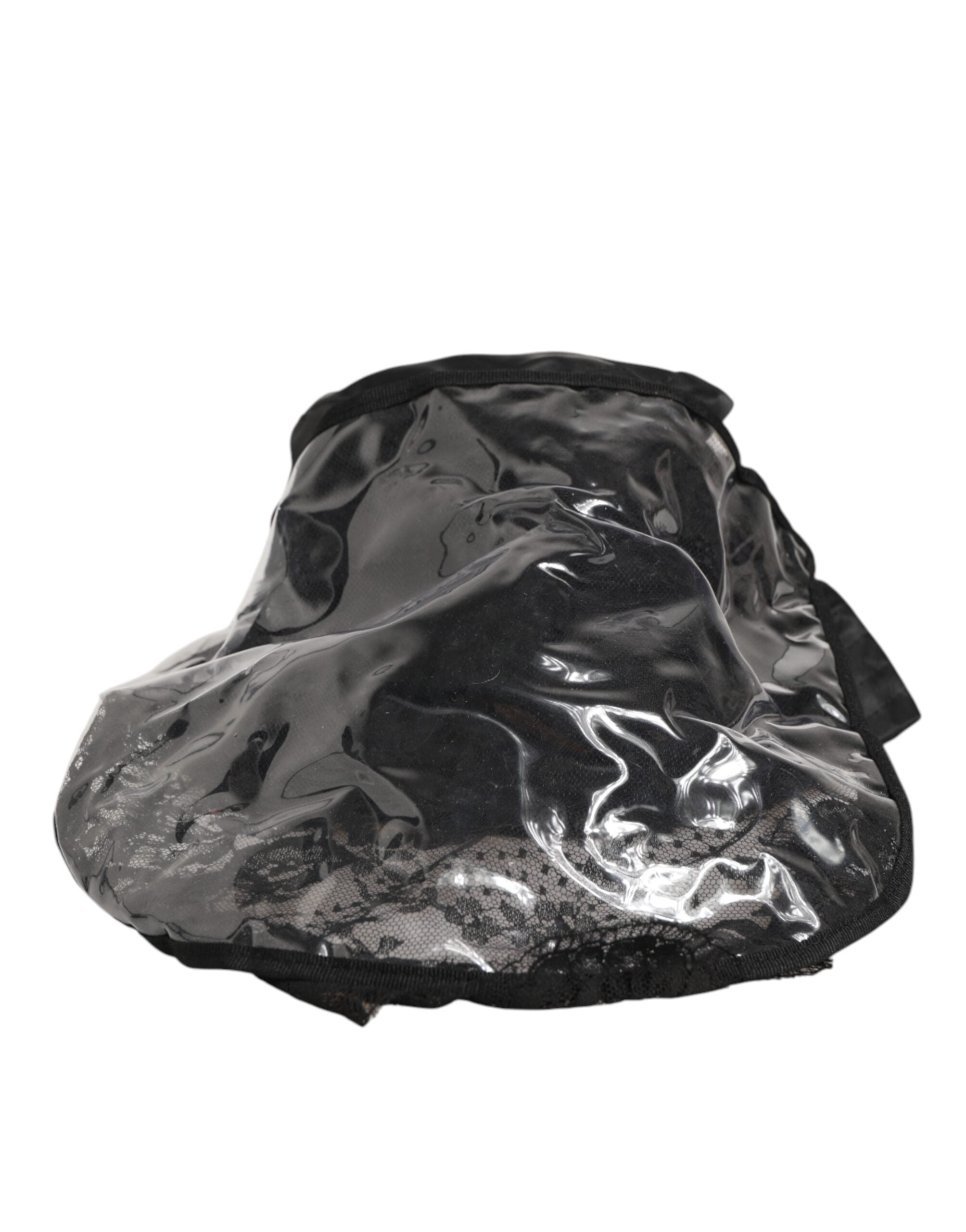 Dolce &amp; Gabbana Sort PVC Bred Skygge Herre Bucket Capello Hat