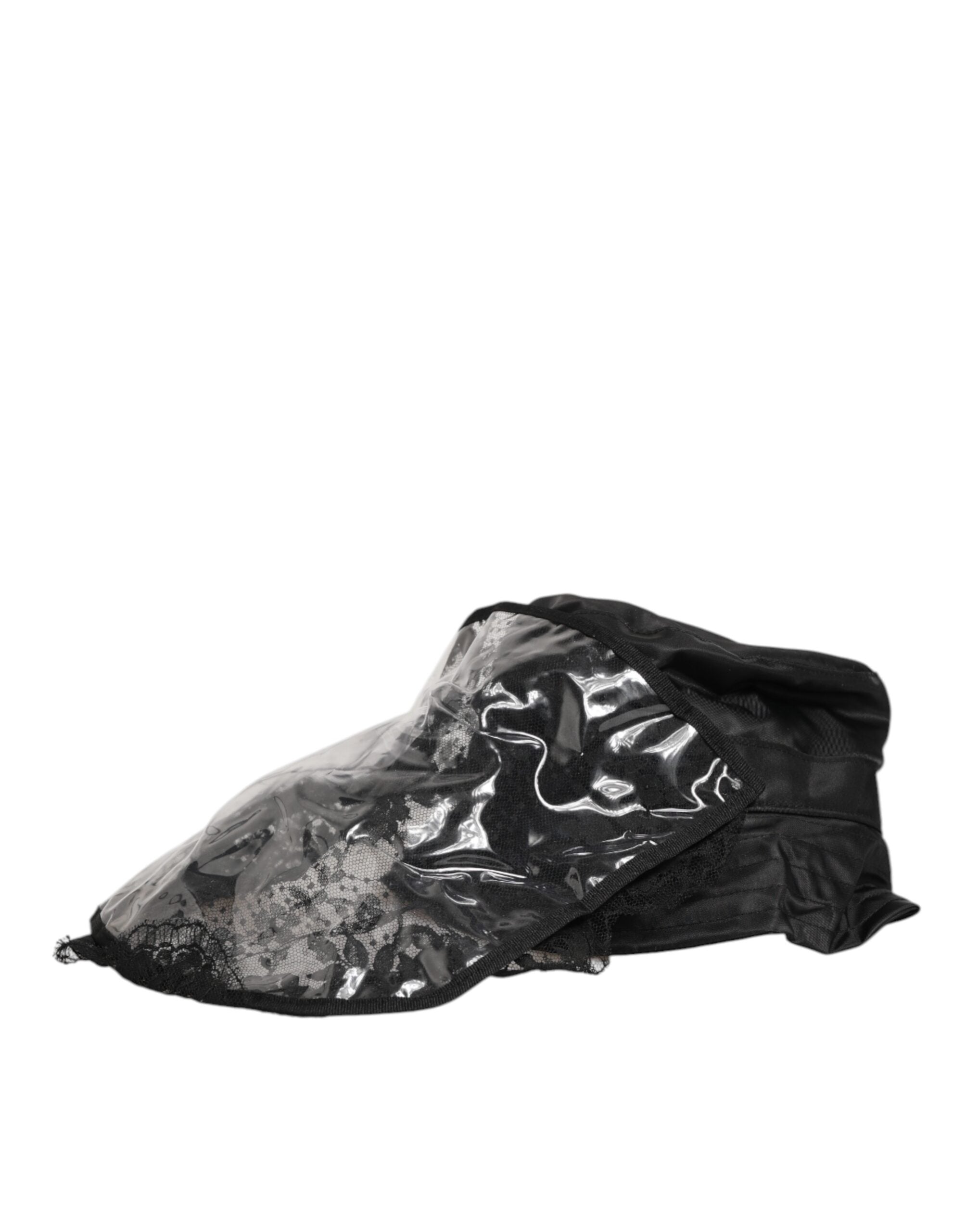 Dolce &amp; Gabbana Sort PVC Bred Skygge Herre Bucket Capello Hat
