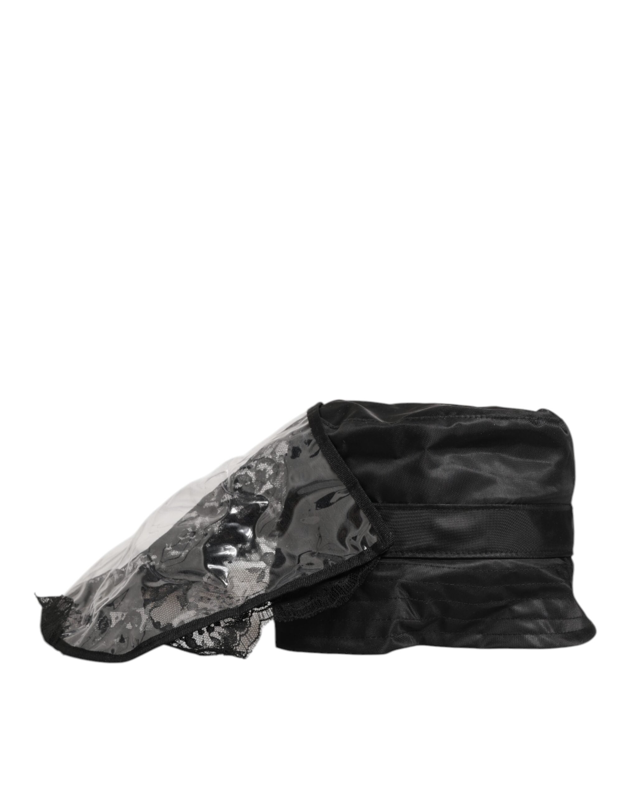 Dolce &amp; Gabbana Sort PVC Bred Skygge Herre Bucket Capello Hat