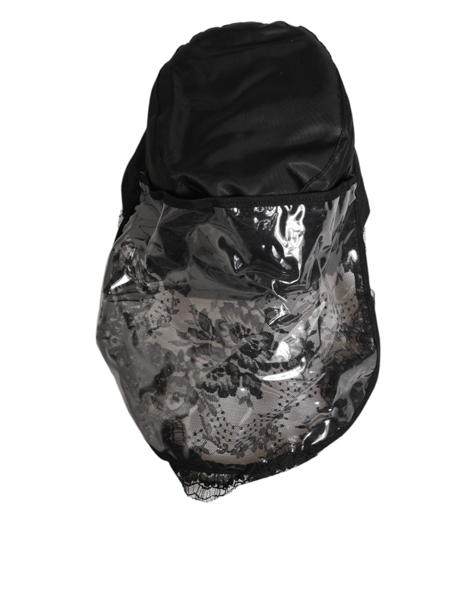 Dolce &amp; Gabbana Sort PVC Bred Skygge Herre Bucket Capello Hat
