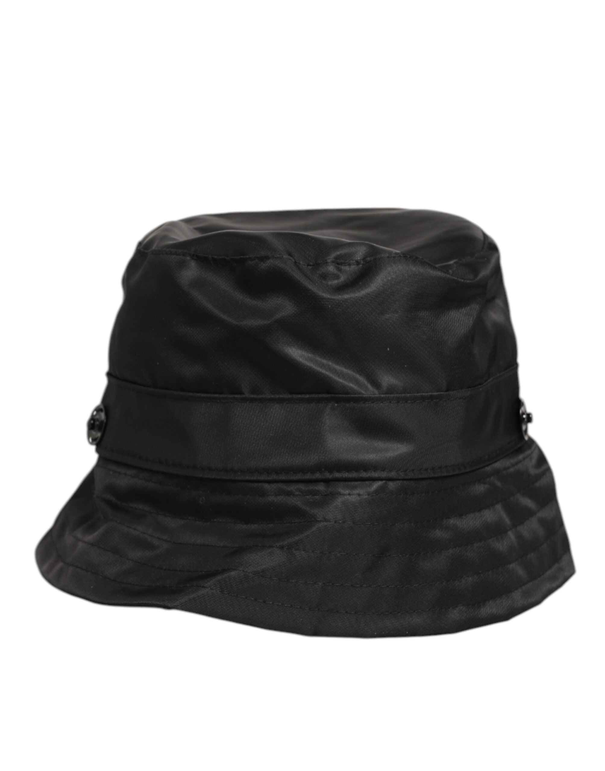 Dolce &amp; Gabbana Sort PVC Bred Skygge Herre Bucket Capello Hat
