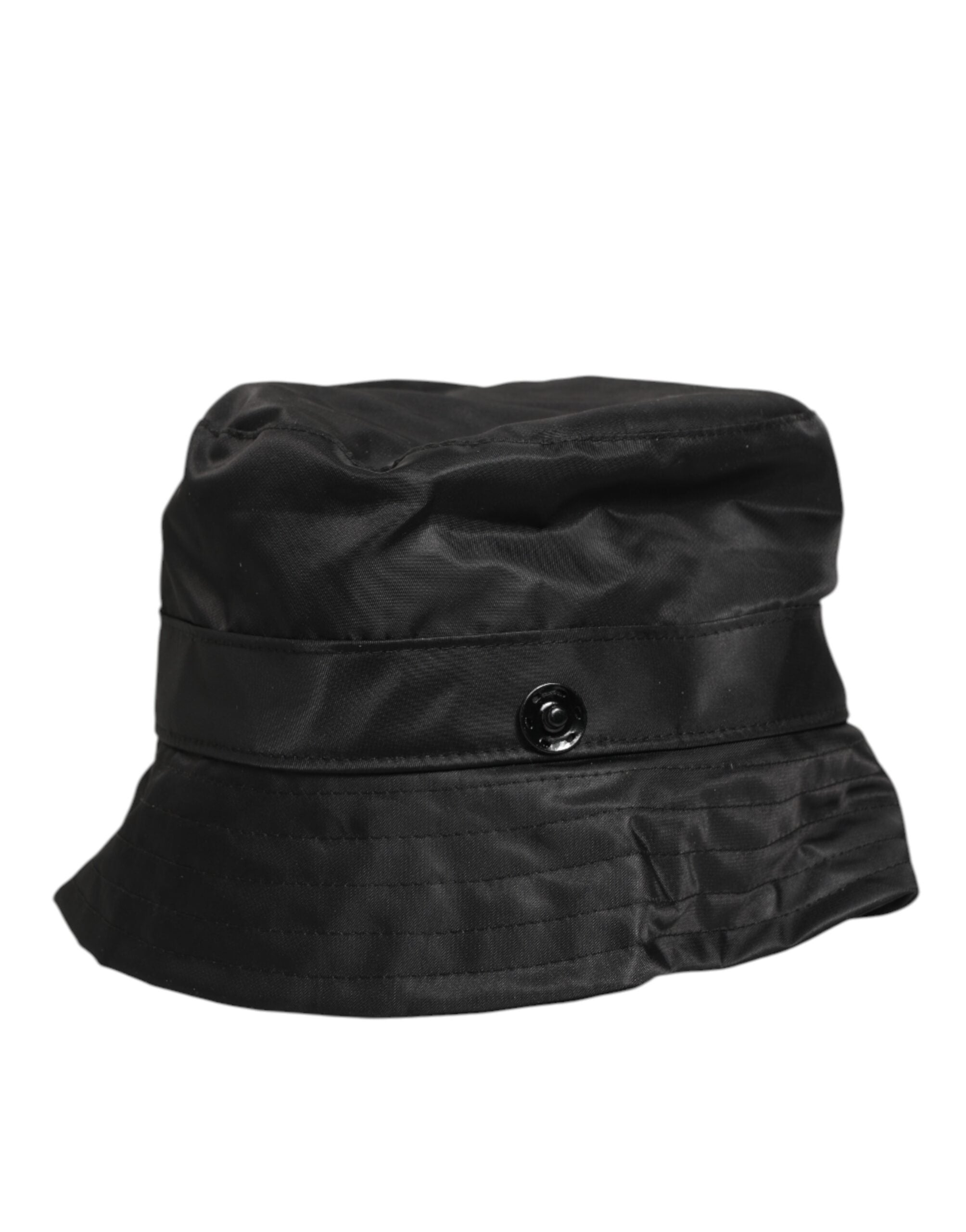 Dolce &amp; Gabbana Sort PVC Bred Skygge Herre Bucket Capello Hat