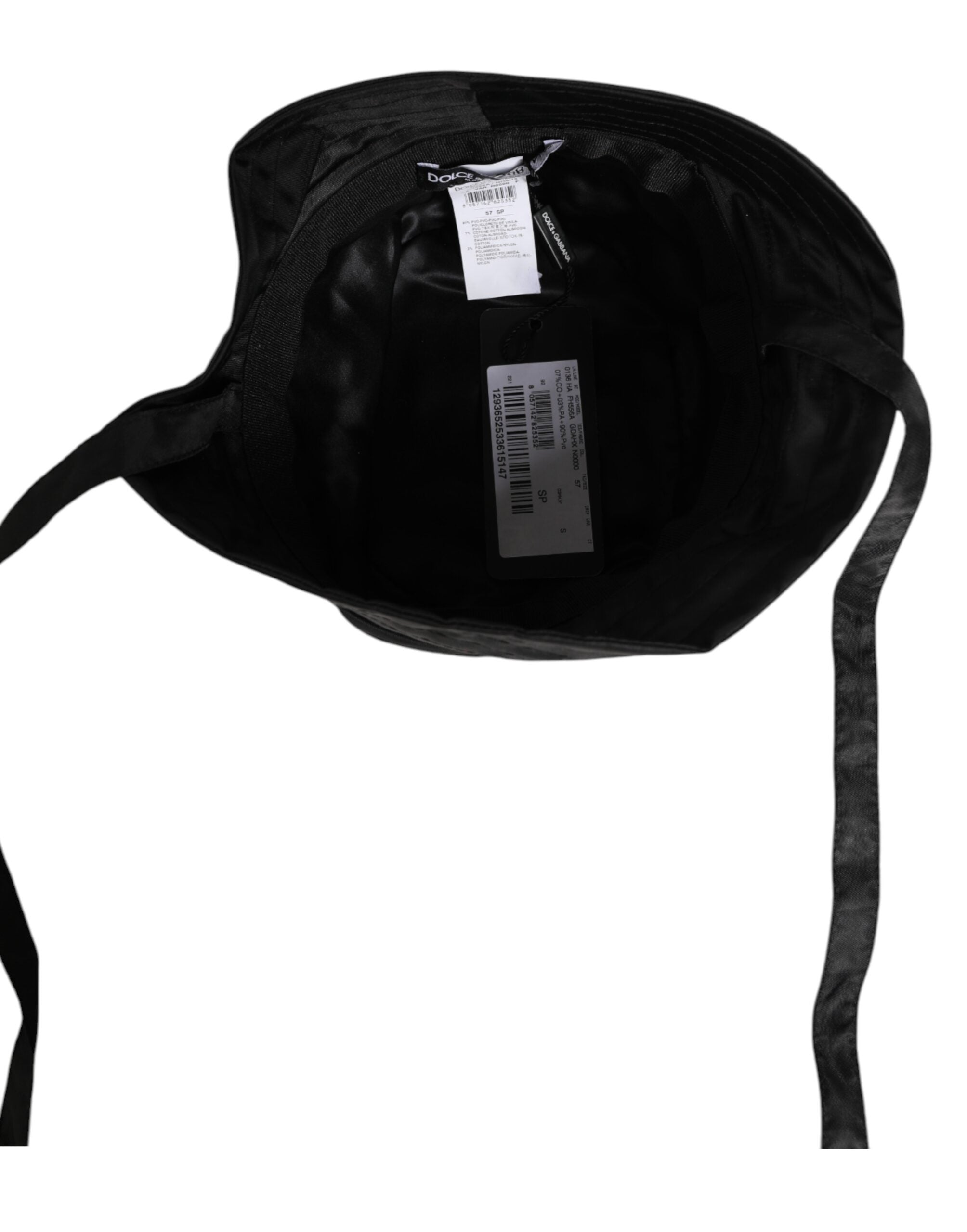 Dolce &amp; Gabbana Sort PVC Bred Skygge Herre Bucket Capello Hat