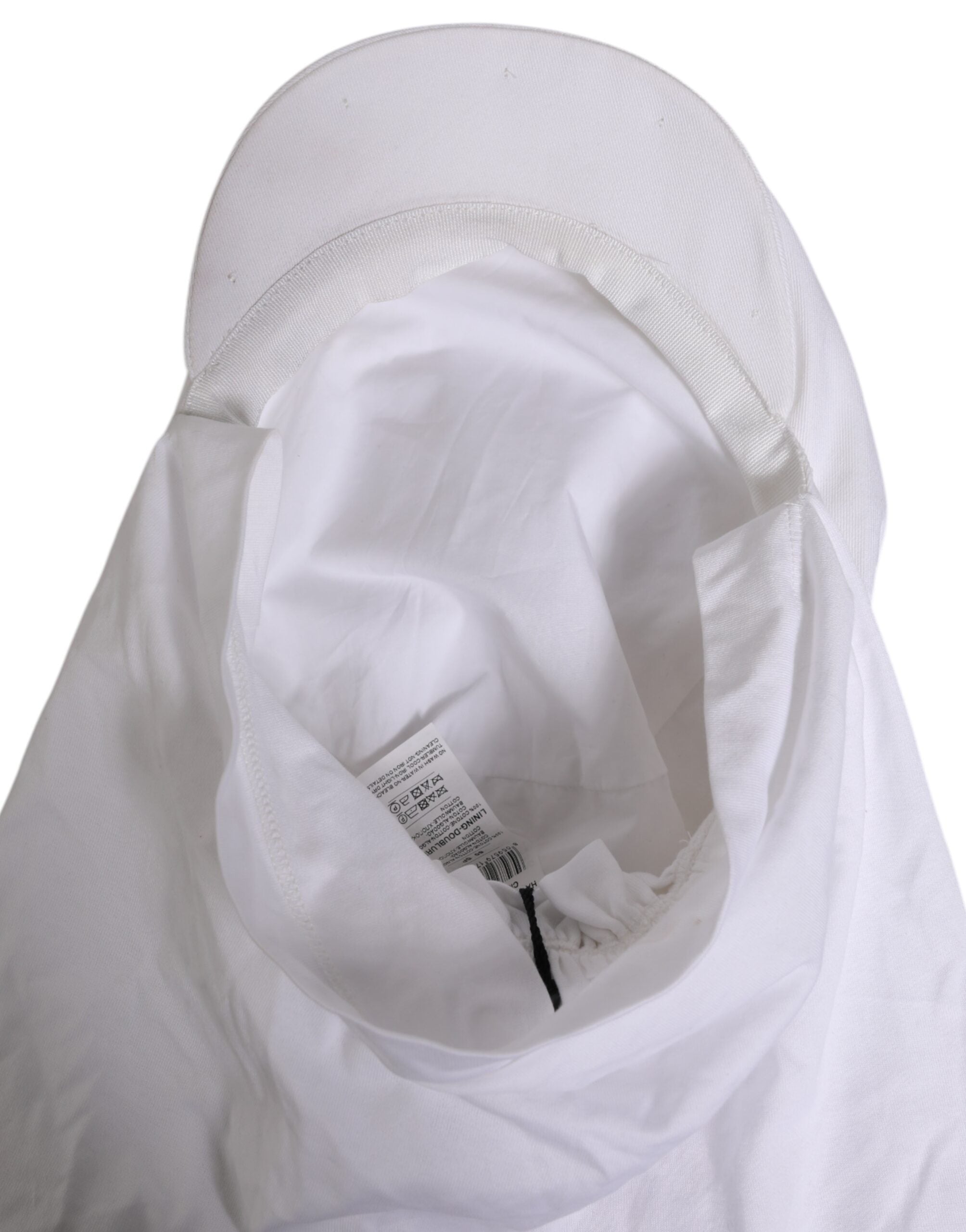Dolce & Gabbana White Cotton DG Logo Plaque Baseball Balaclava Hat