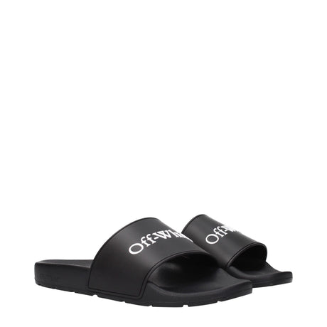 Off-White Black Cotton Slippers
