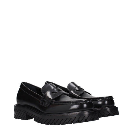 Off-White Black Leather Slip-On Loafers