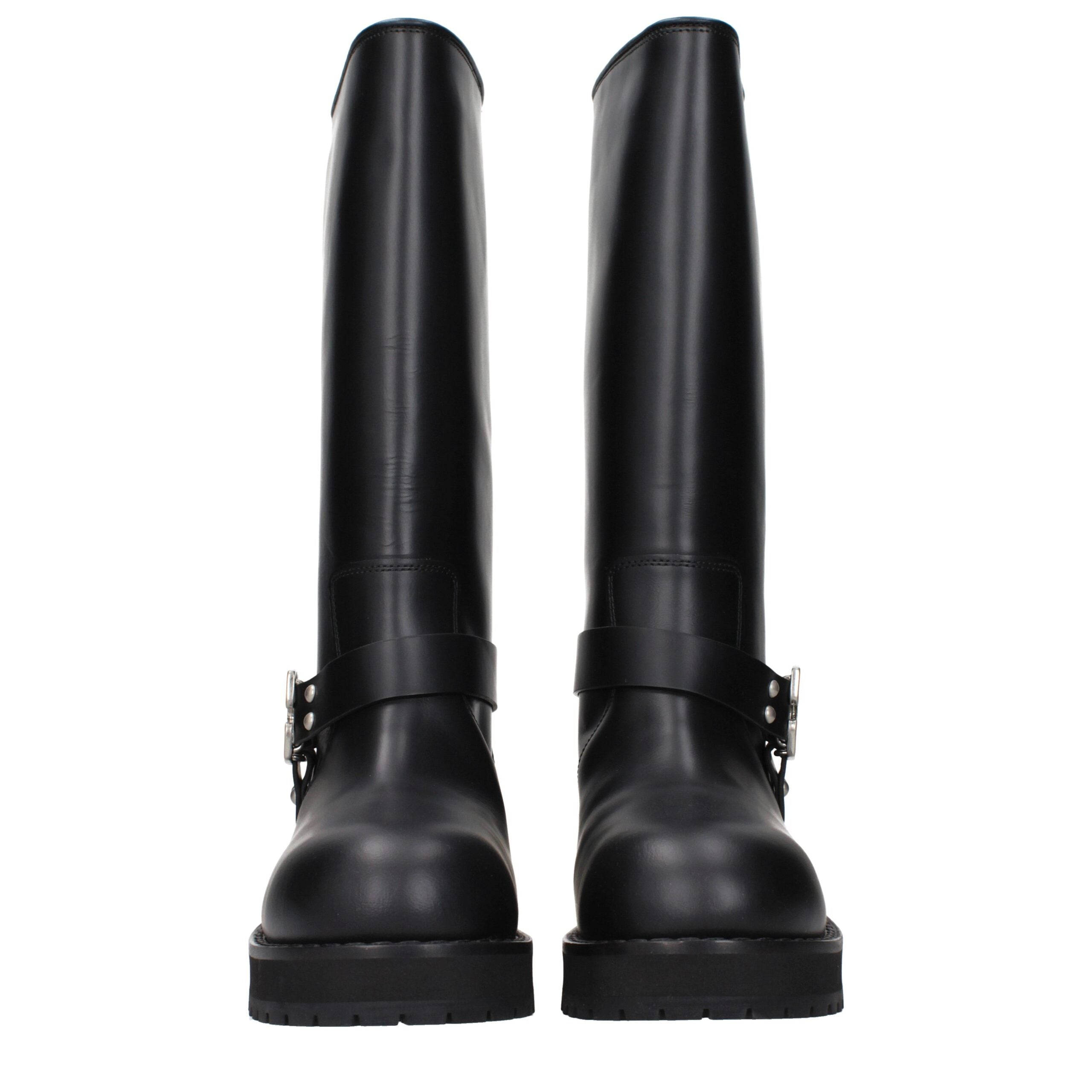 Off-white sorte flade læderstøvler