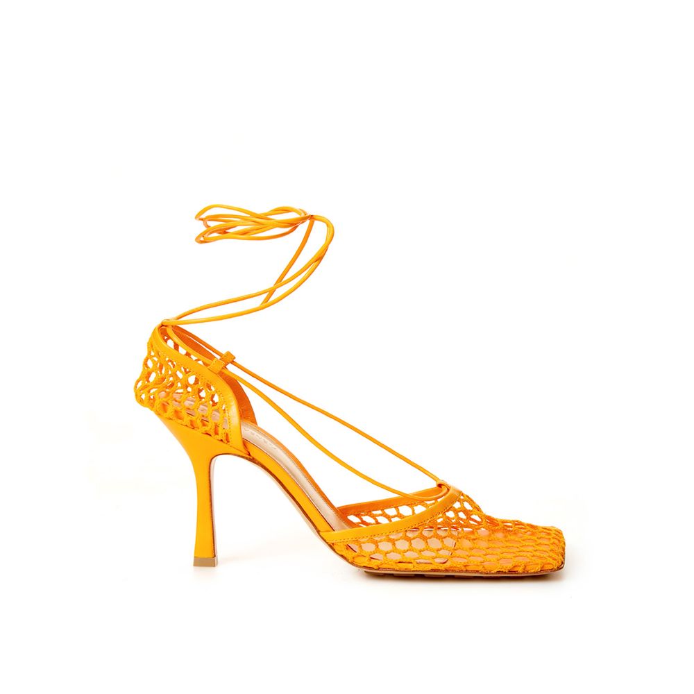 Bottega Veneta orange pumps i stof og læder