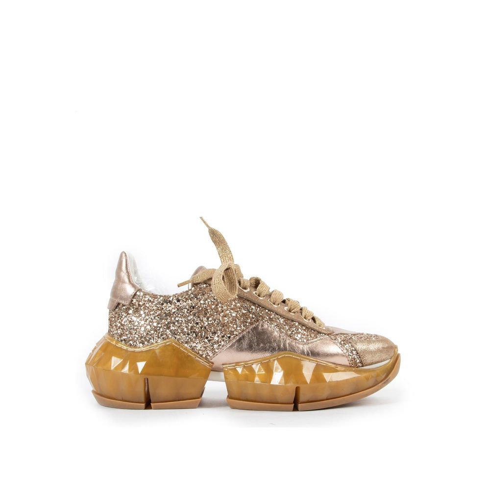 Jimmy Choo Guld Chunky Sneakers i Kalveskind