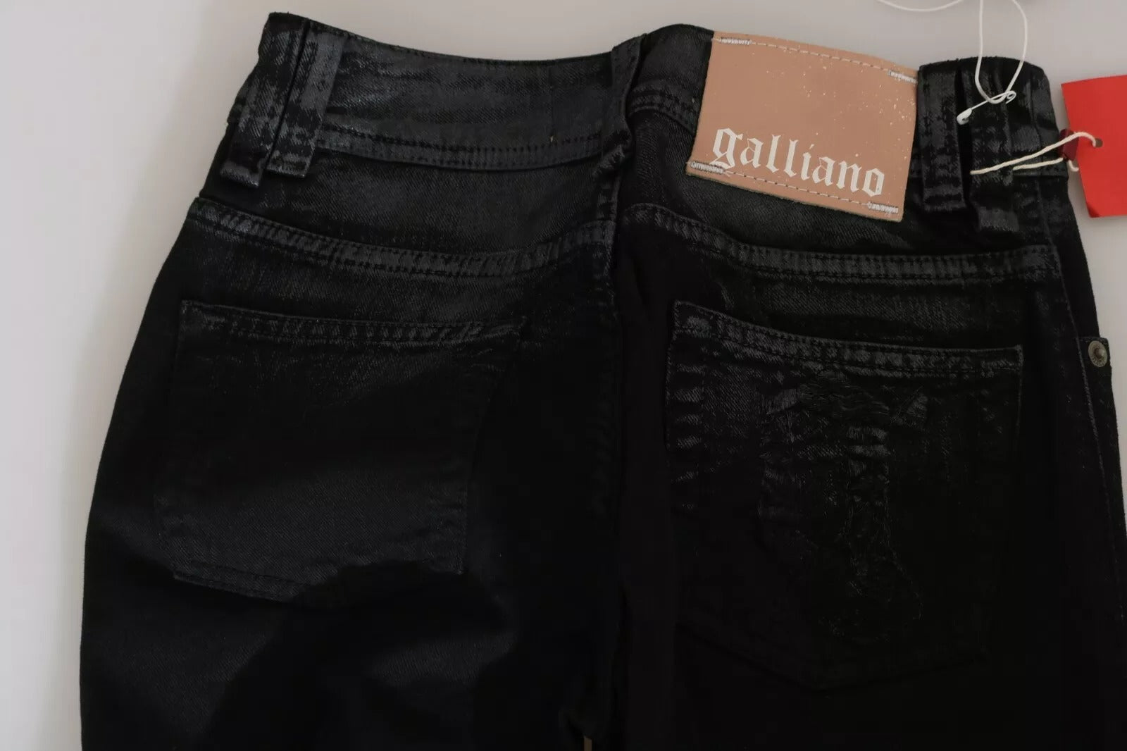 John Galliano Black Washed High Waist Flared Denim Casual Pants Jeans