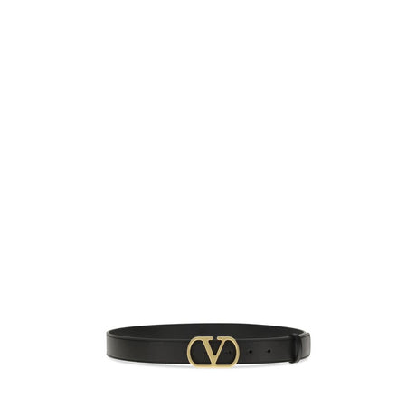 Valentino Garavani Black Calf Leather Bos Taurus Regular Belt