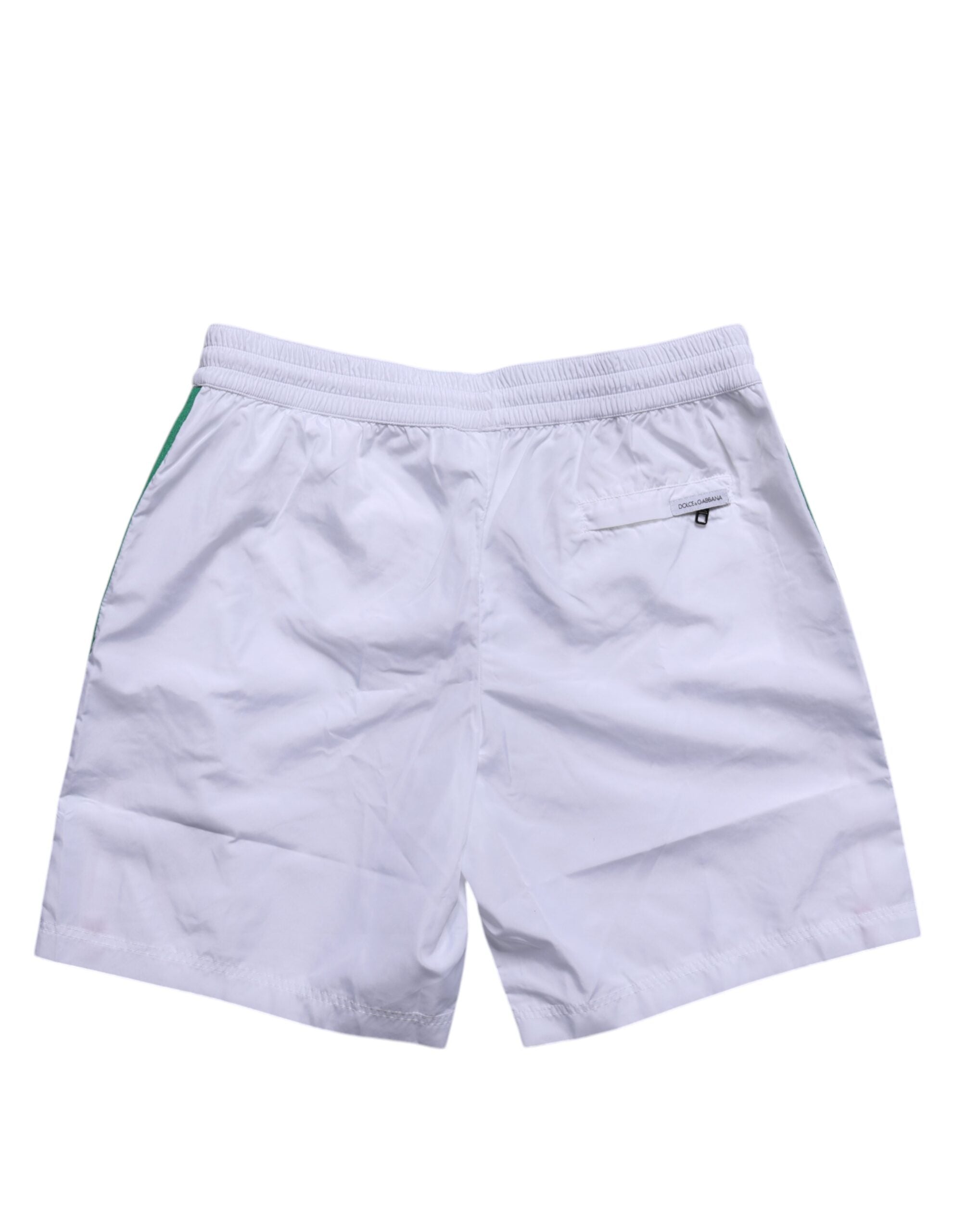 Dolce & Gabbana White Logo Polyester Men Beachwear Swimwear