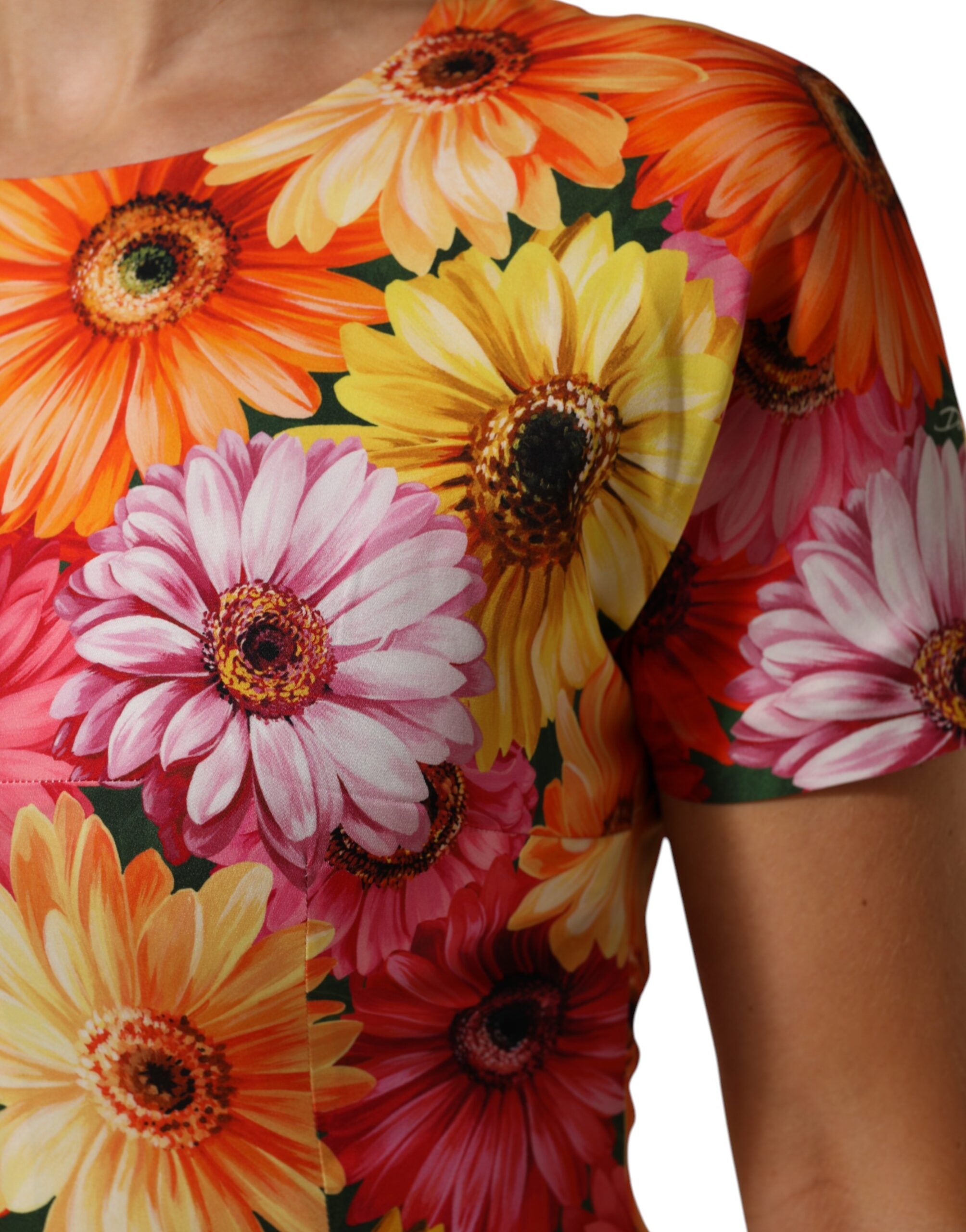 Dolce &amp; Gabbana Multifarvet Blomsterprint SilkeSheath Midi-kjole