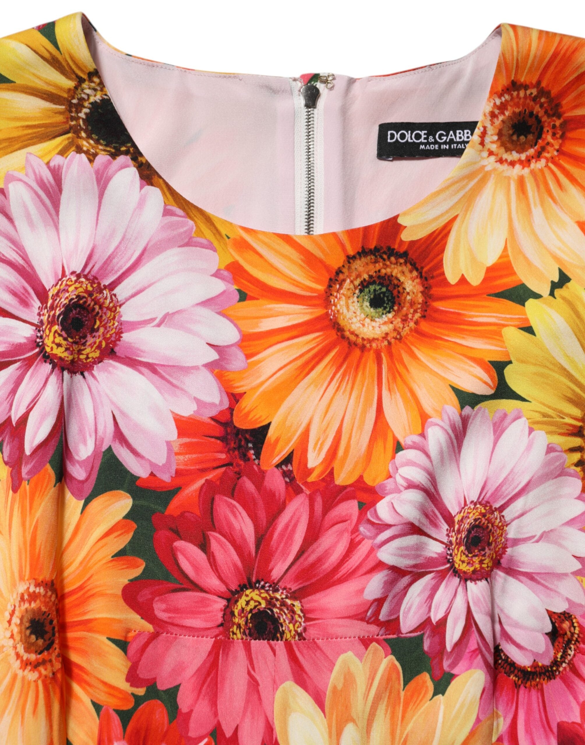 Dolce &amp; Gabbana Multifarvet Blomsterprint SilkeSheath Midi-kjole
