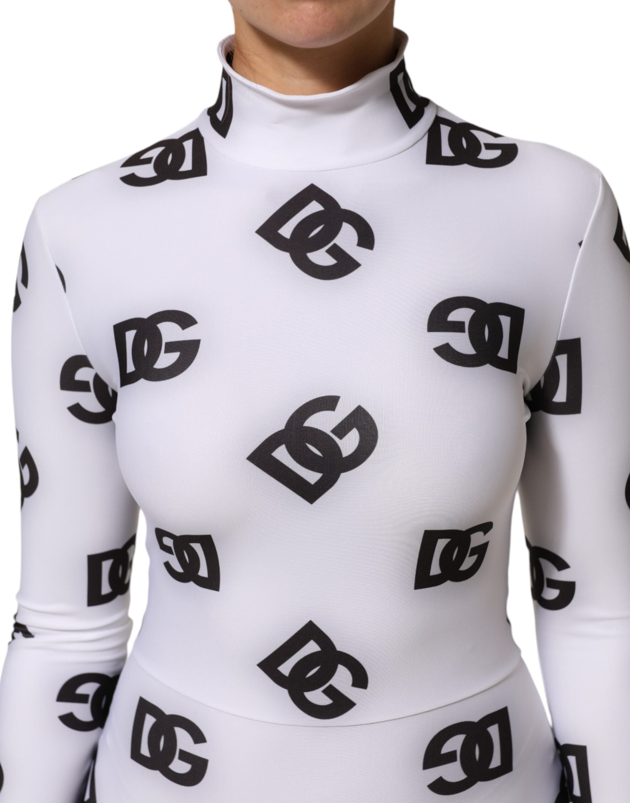 Dolce & Gabbana Black White Logo Monogram Long Sleeves Jumpsuit Dress