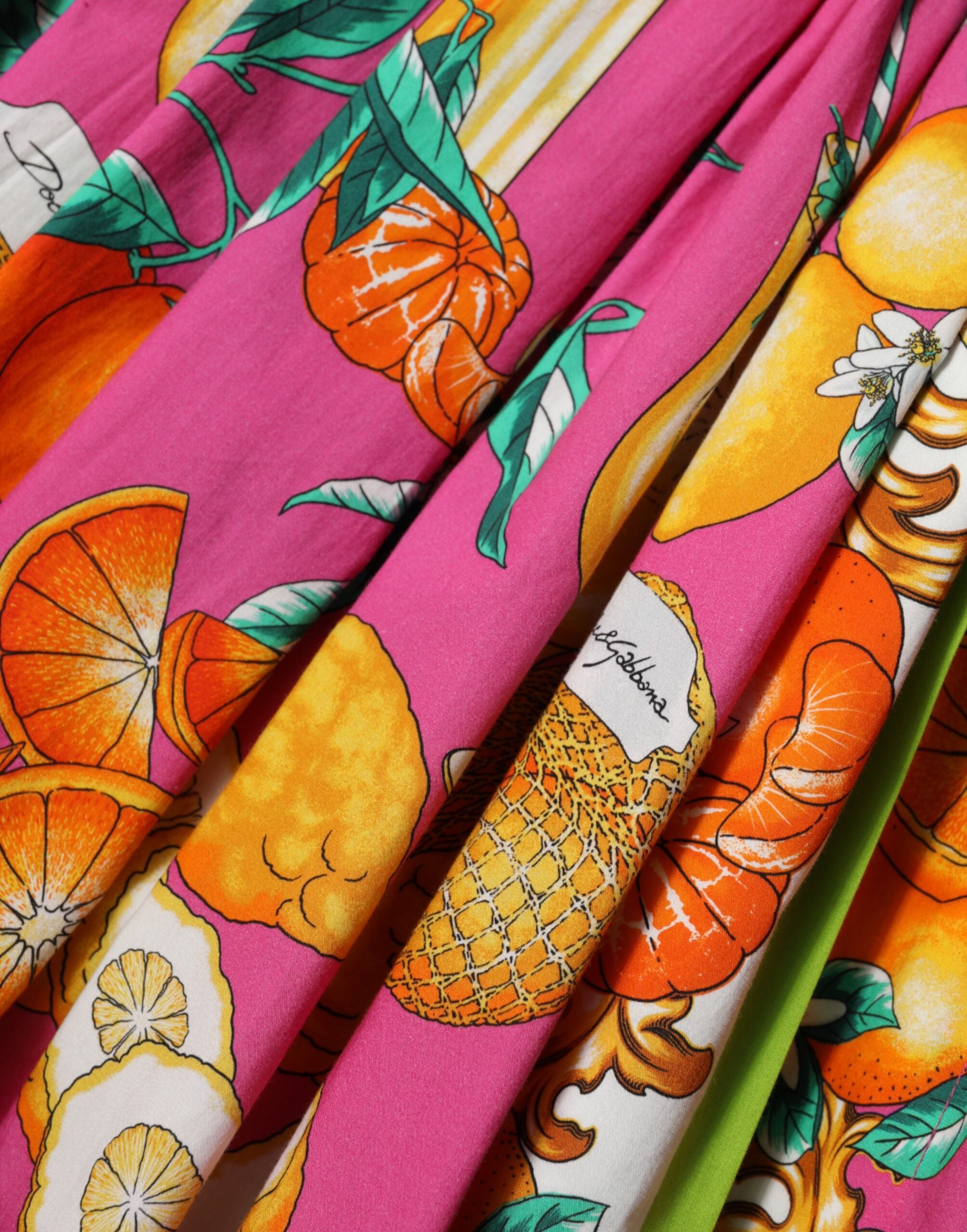 Dolce &amp; Gabbana Pink Frugtprint A-formet Mini Ærmeløs Kjole