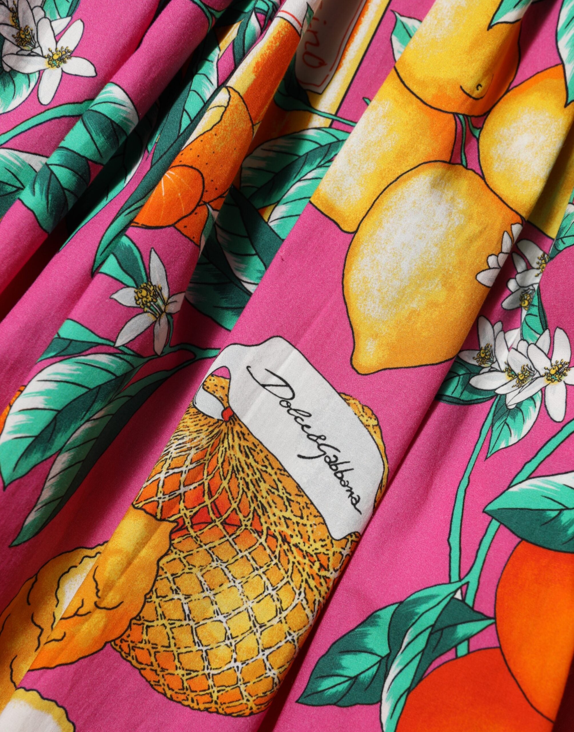 Dolce &amp; Gabbana Pink Frugtprint A-formet Mini Ærmeløs Kjole