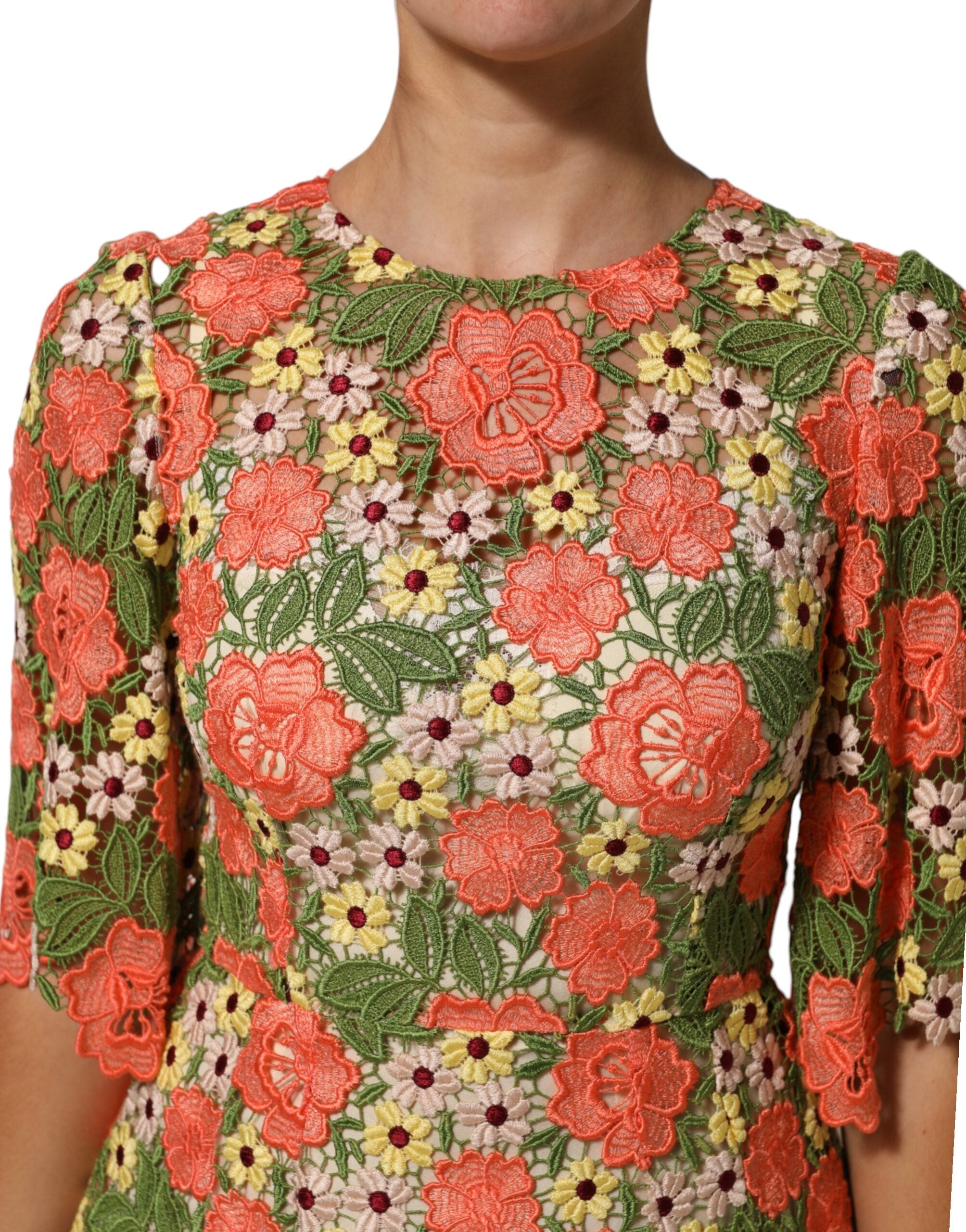 Dolce &amp; Gabbana Multifarvet Blomsterbroderet Aline Minikjole