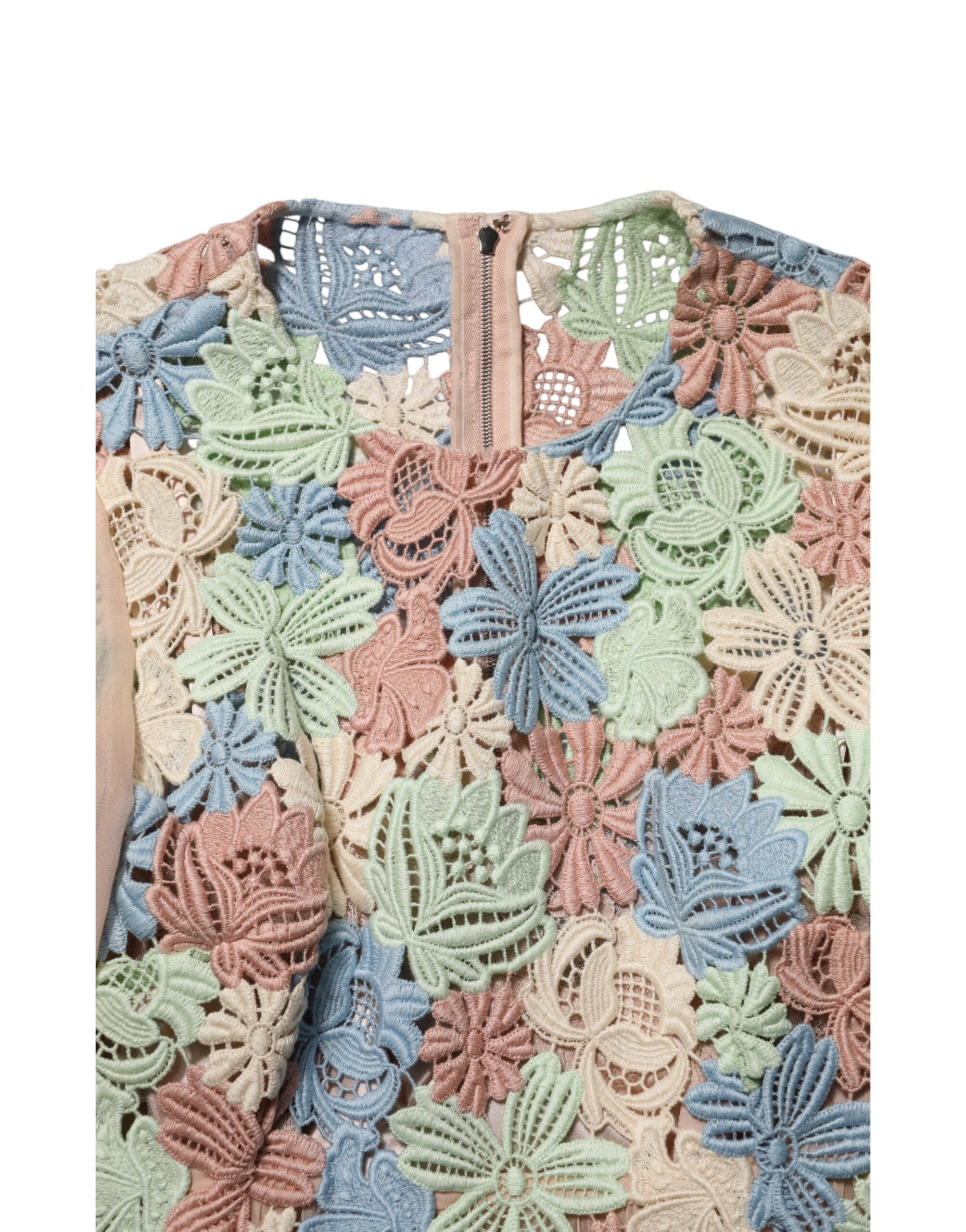 Dolce &amp; Gabbana Lyserød Blomsterbroderet Plisseret A-linjekjole