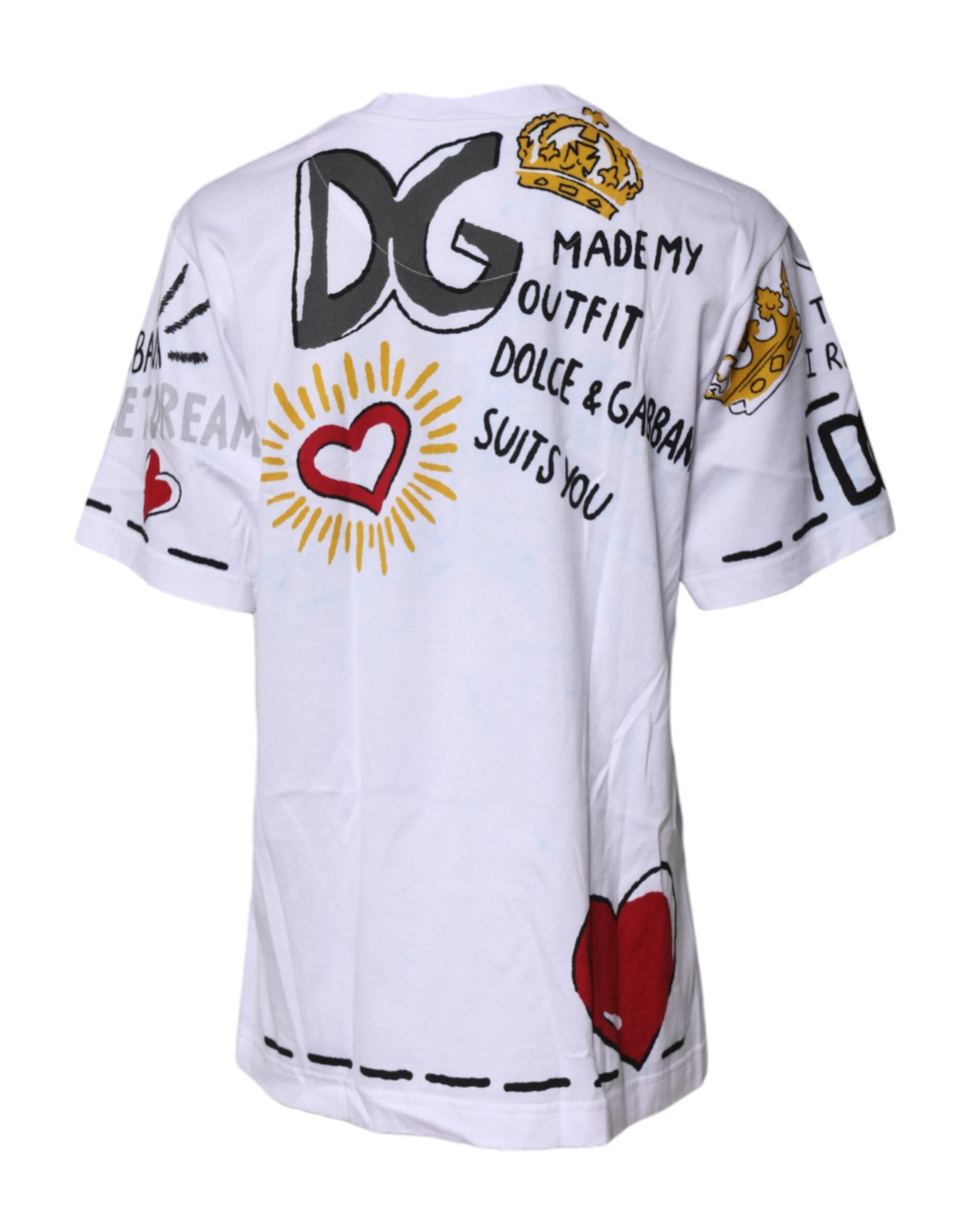 Dolce & Gabbana White Graphic Crew Neck Short Sleeves T-shirt