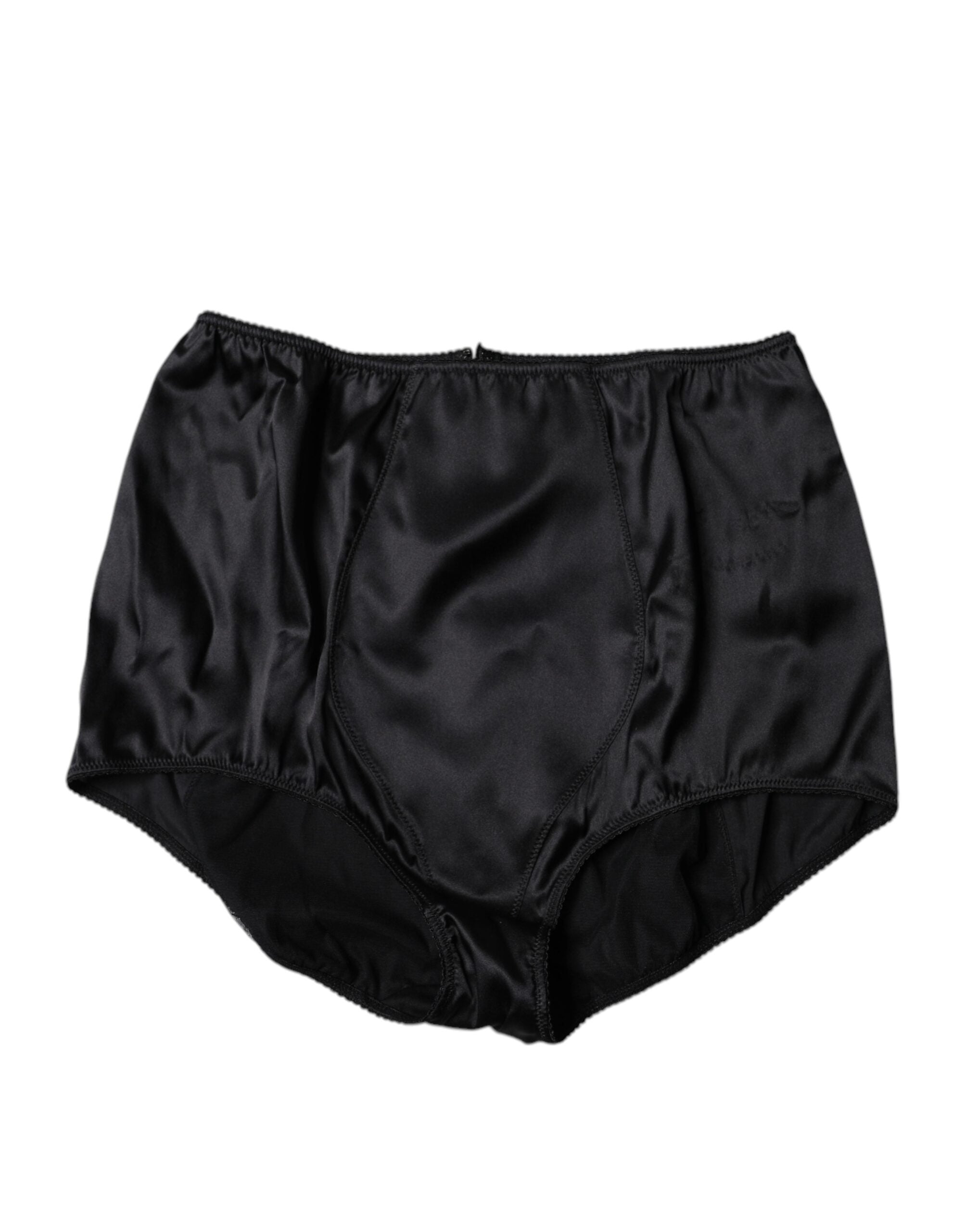 Dolce & Gabbana Black Silk Stretch High Waist Girdle Underwear