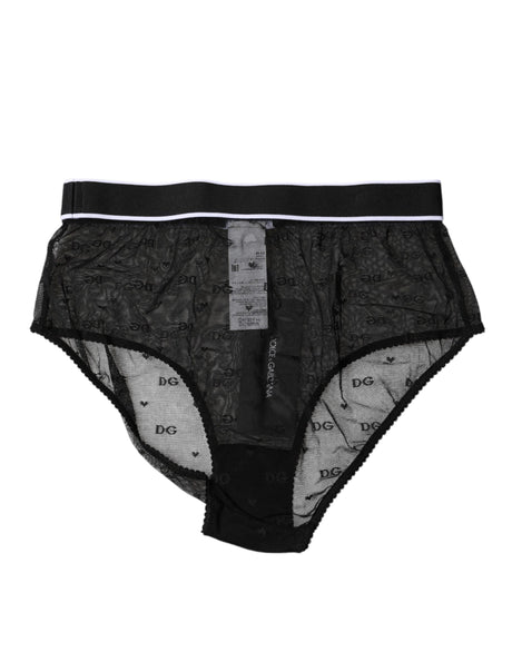 Dolce & Gabbana Black Lace Nylon High Waist Panty Underwear