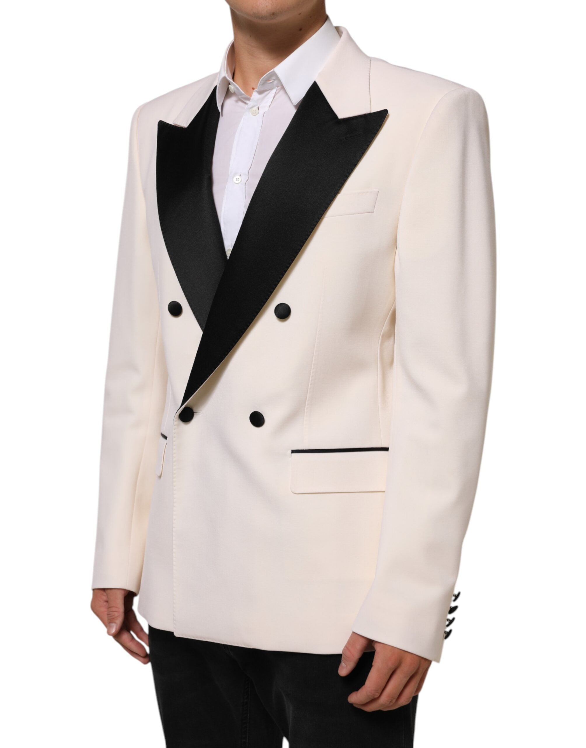 Dolce & Gabbana White SICILIA Double-Breasted Suit Blazer