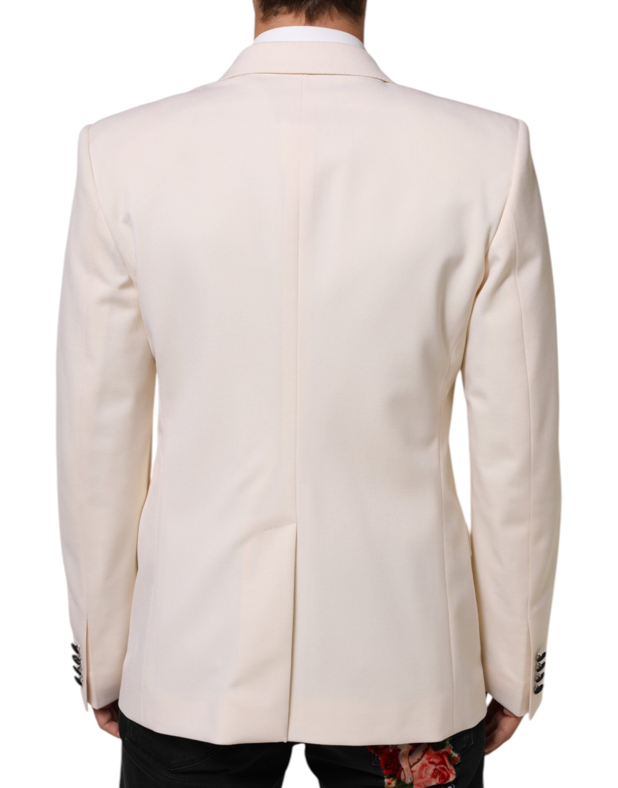Dolce & Gabbana White SICILIA Double-Breasted Suit Blazer