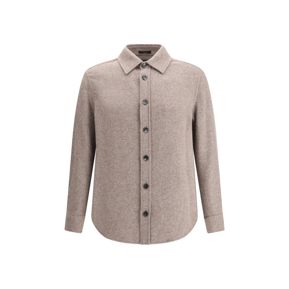 ZEGNA Brun Cashmere Skjorte