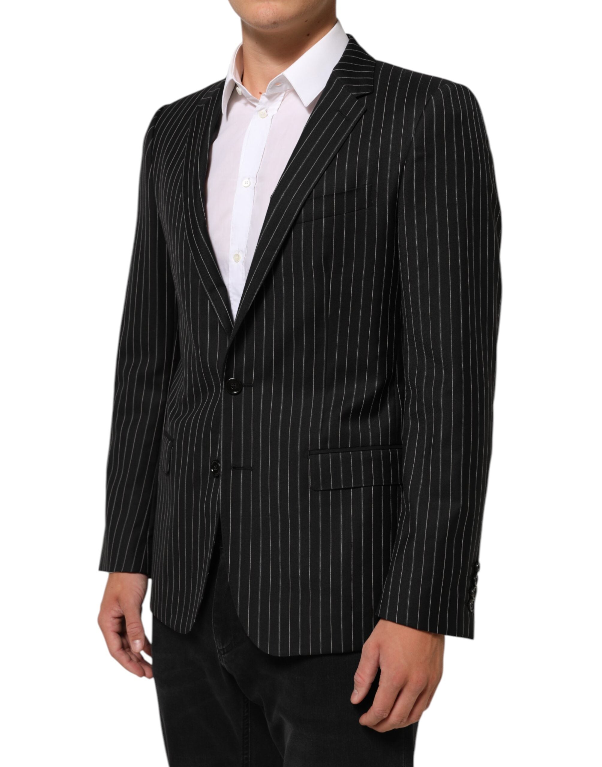 Dolce &amp; Gabbana Sorte Striber MARTINI 1 Knap Habitblazer