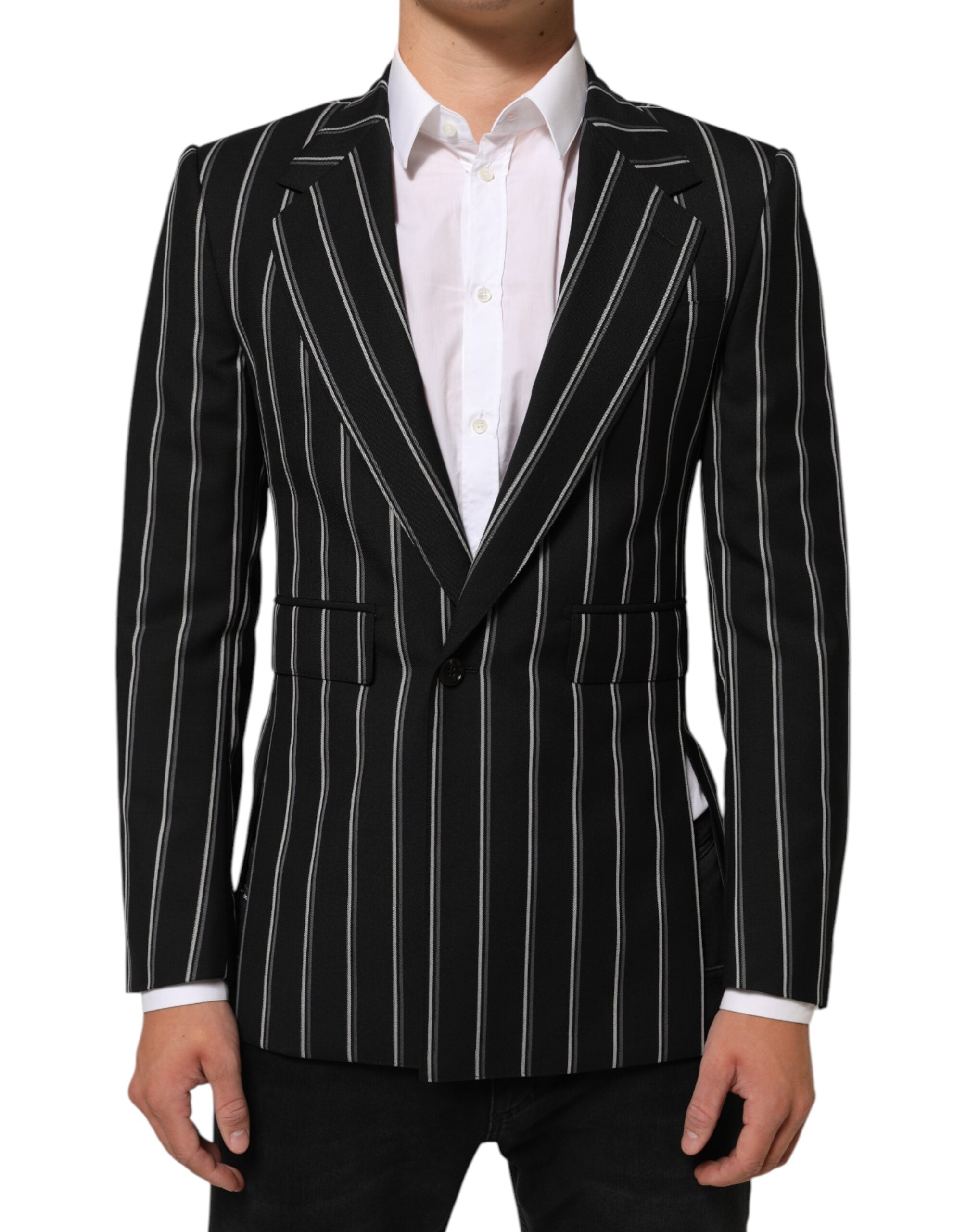 Dolce &amp; Gabbana Sorte Striber SICILIA 1 Knap Habitblazer