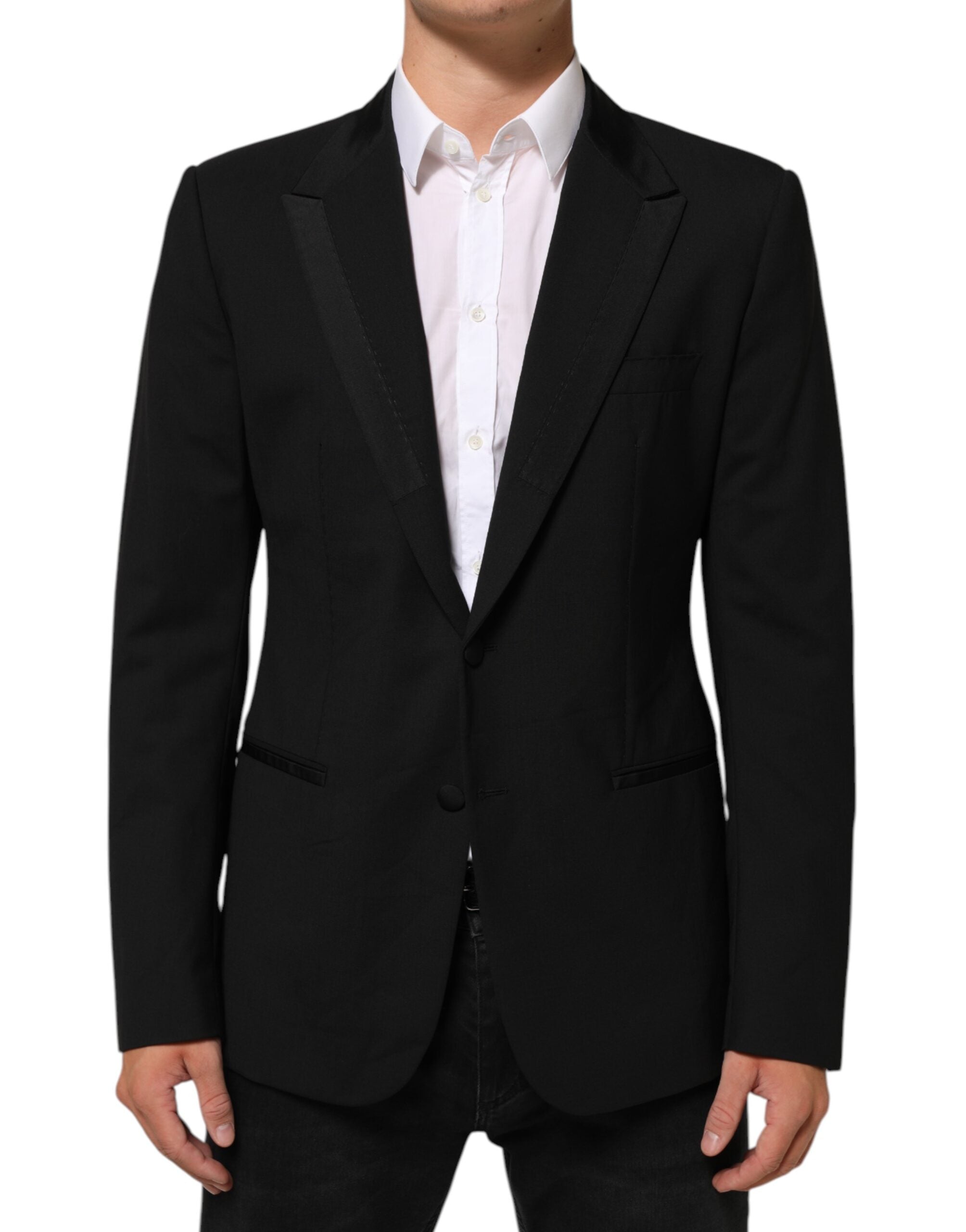 Dolce &amp; Gabbana Sort Uld 2 Knapper Herre Jakkeblazer