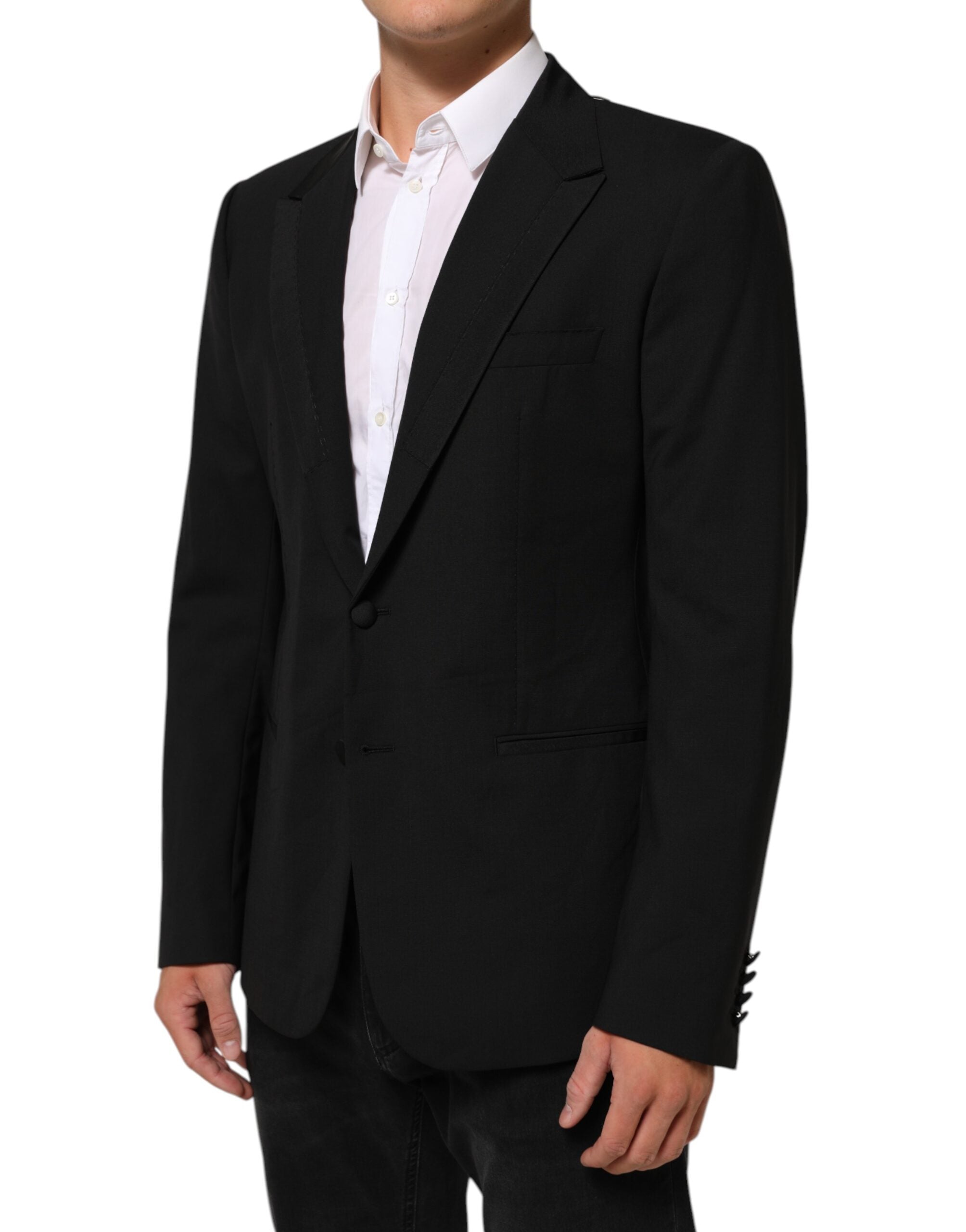 Dolce &amp; Gabbana Sort Uld 2 Knapper Herre Jakkeblazer
