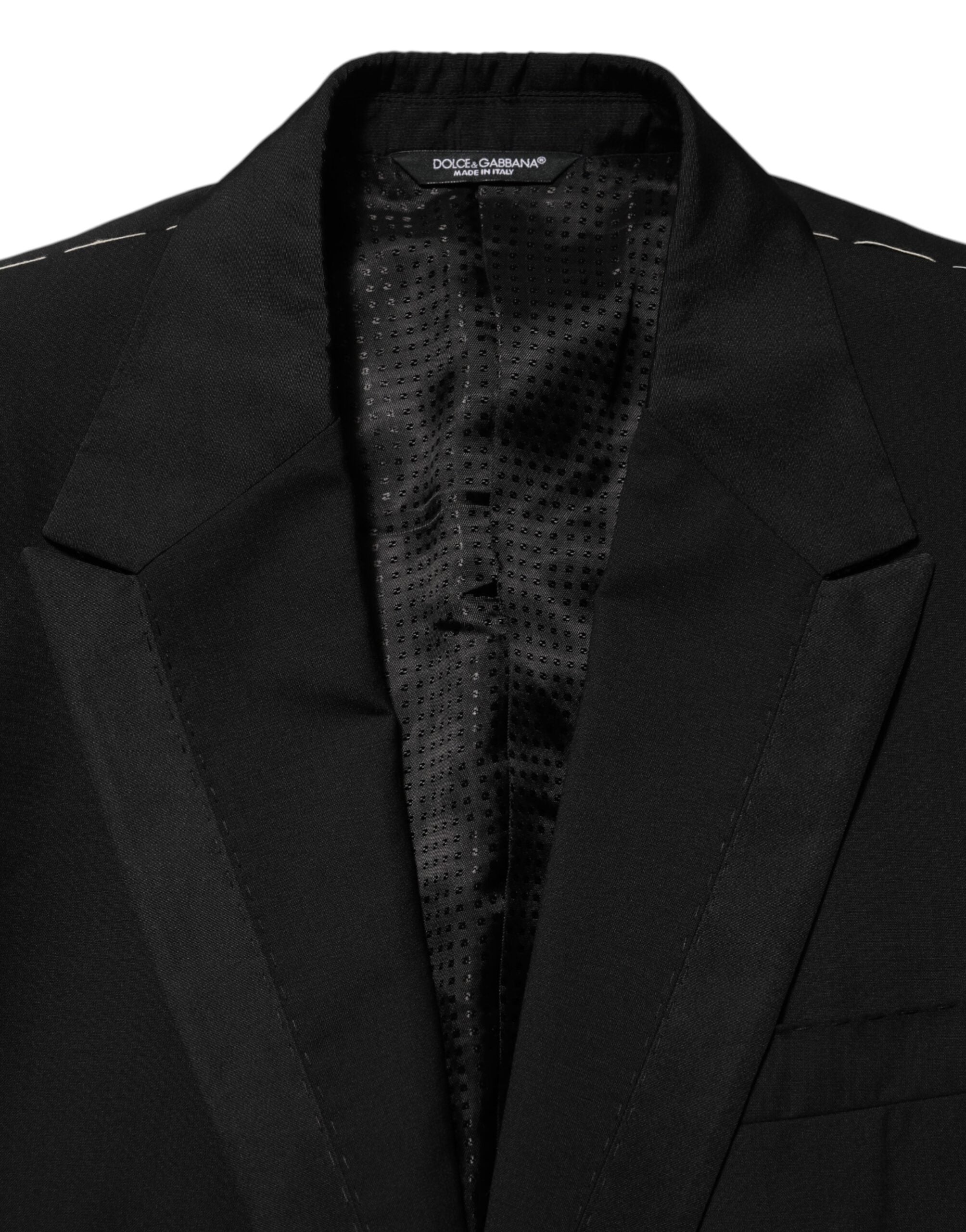 Dolce &amp; Gabbana Sort Uld 2 Knapper Herre Jakkeblazer
