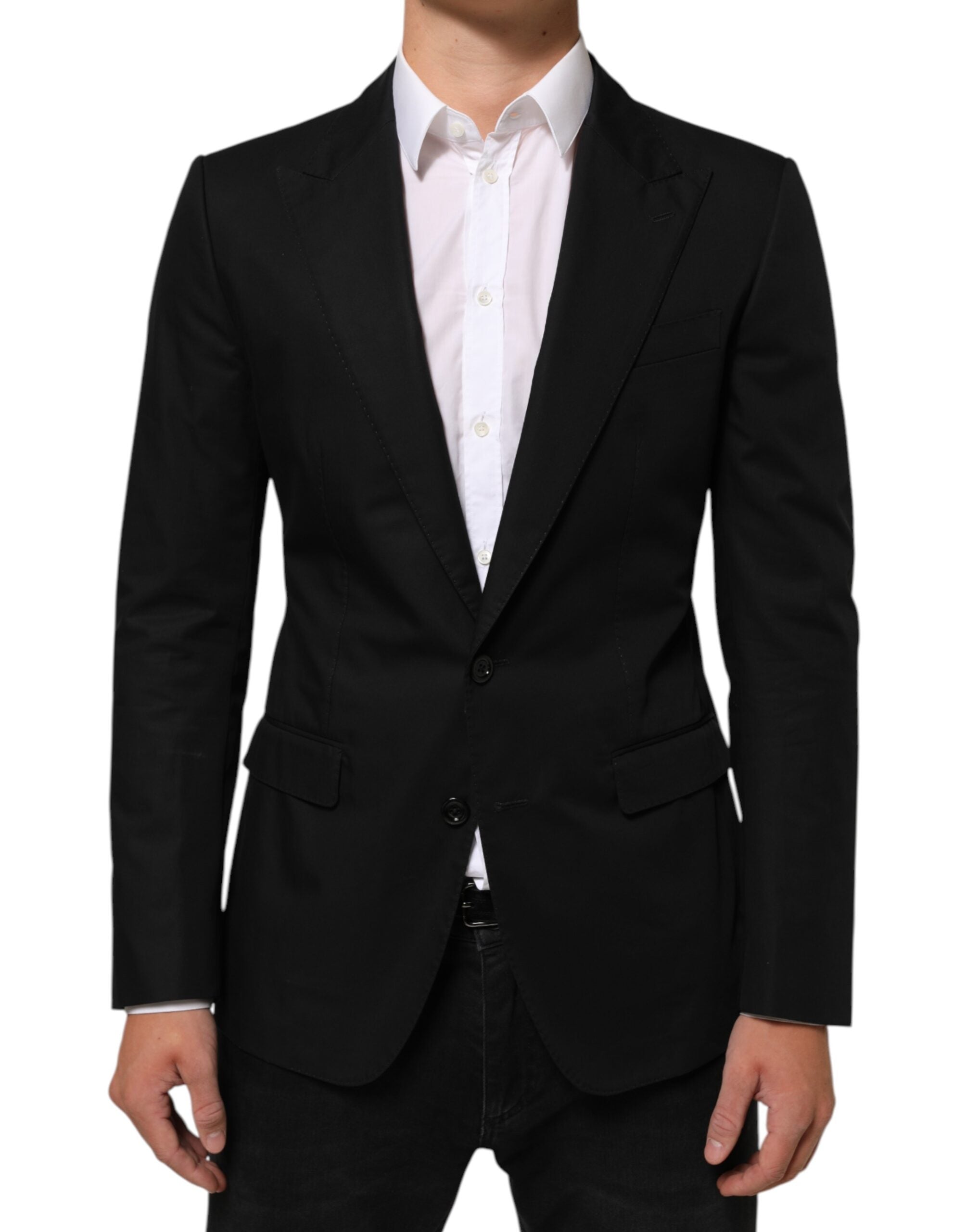 Dolce &amp; Gabbana Sort Uld 2 Knapper Herre Jakkeblazer