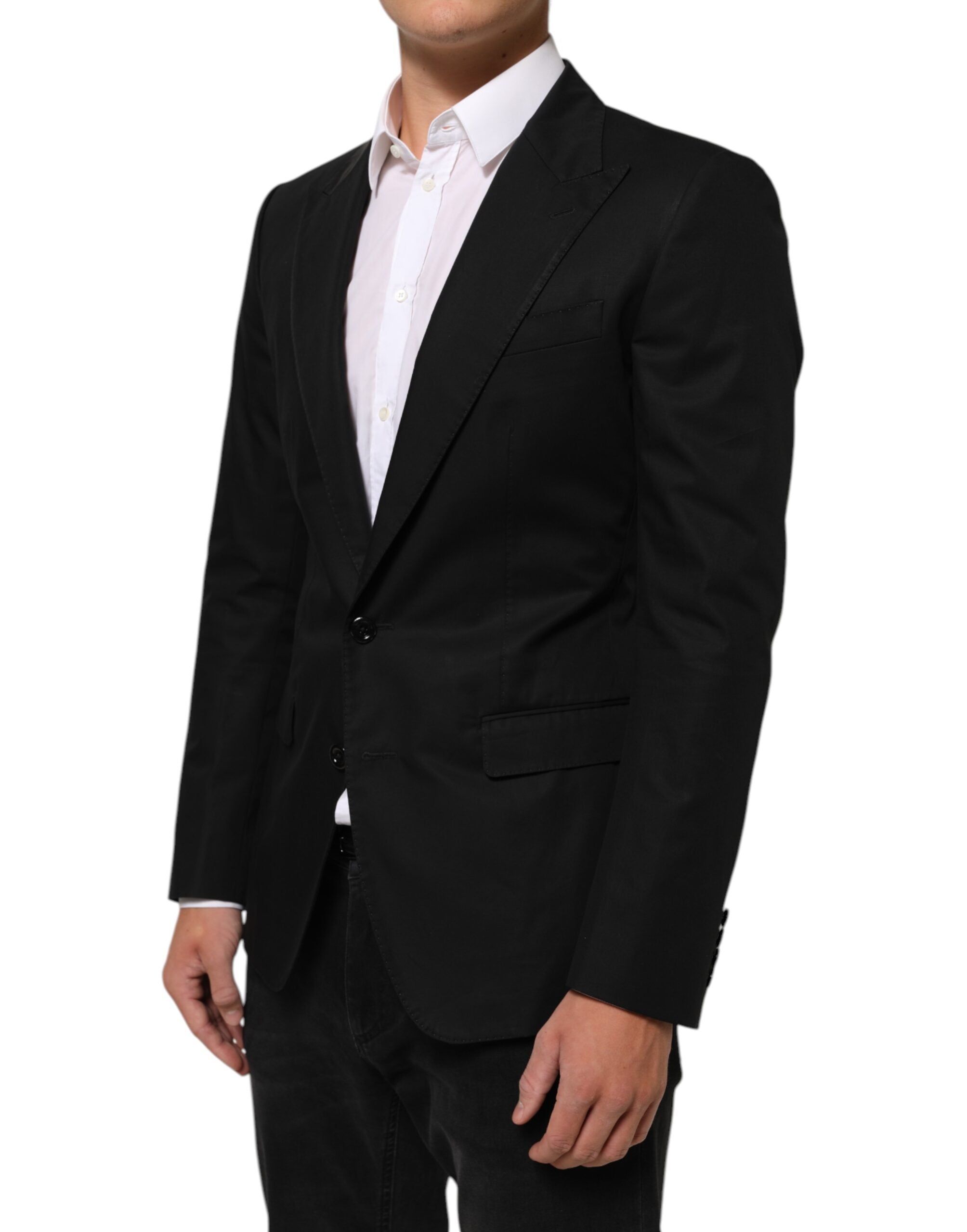 Dolce &amp; Gabbana Sort Uld 2 Knapper Herre Jakkeblazer
