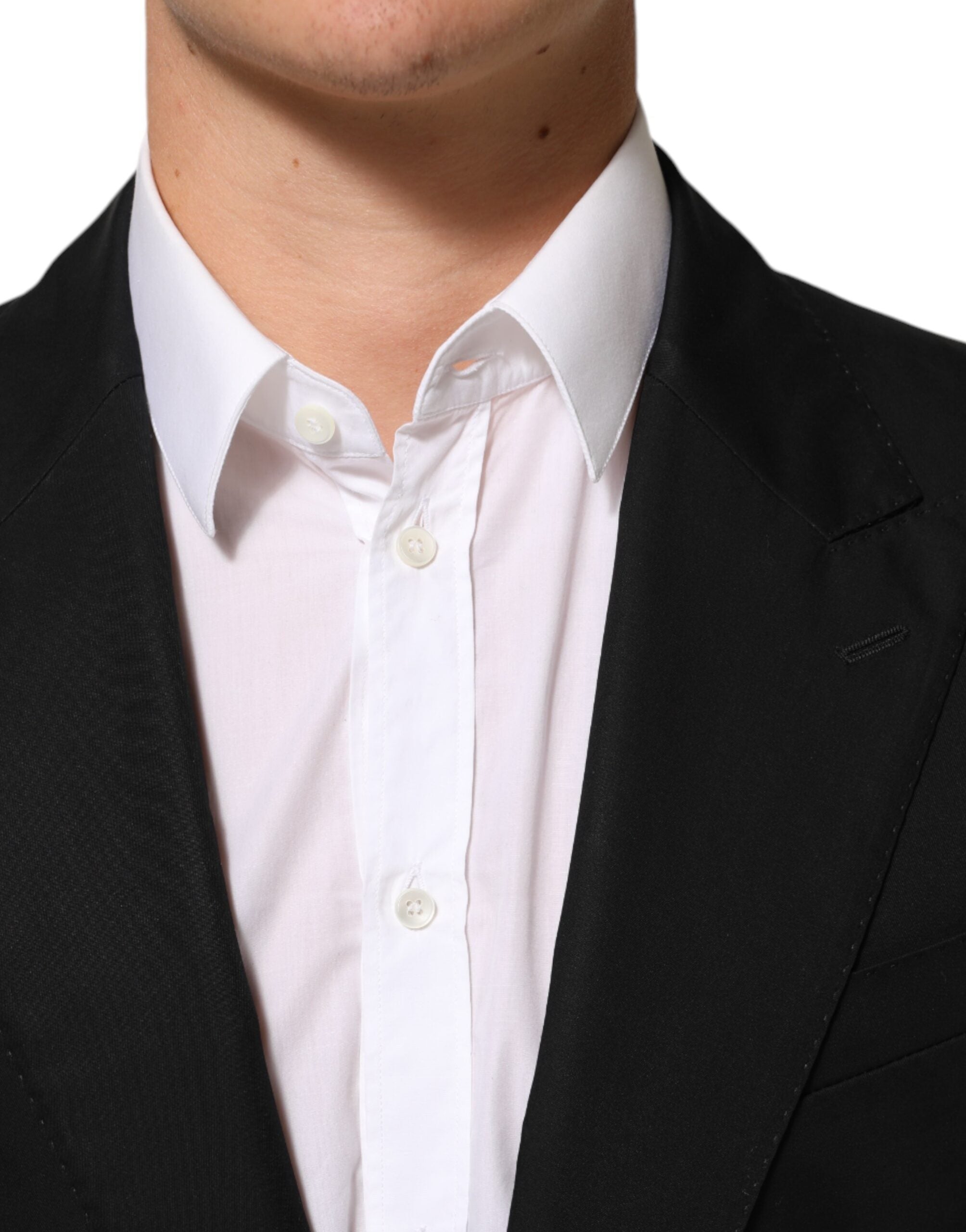 Dolce &amp; Gabbana Sort Uld 2 Knapper Herre Jakkeblazer