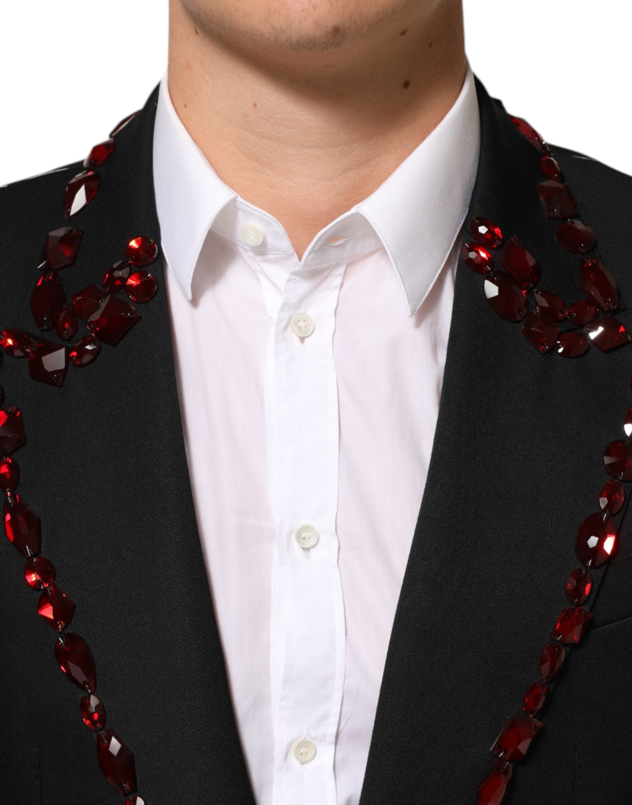 Dolce & Gabbana Black SICILIA Crystal Embellished Men Blazer