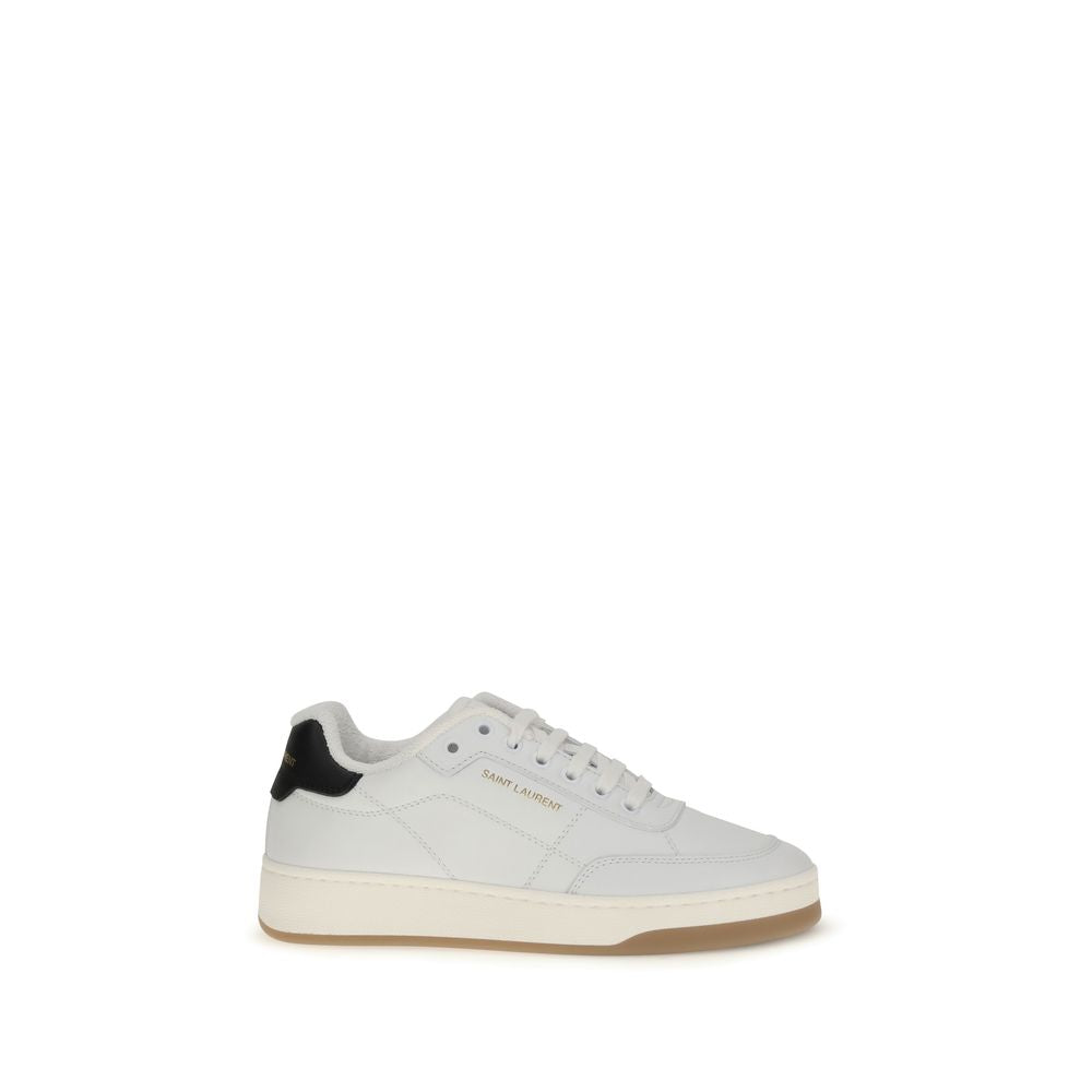 Saint Laurent Hvide Kalveskinds Bos Taurus Lave Sneakers