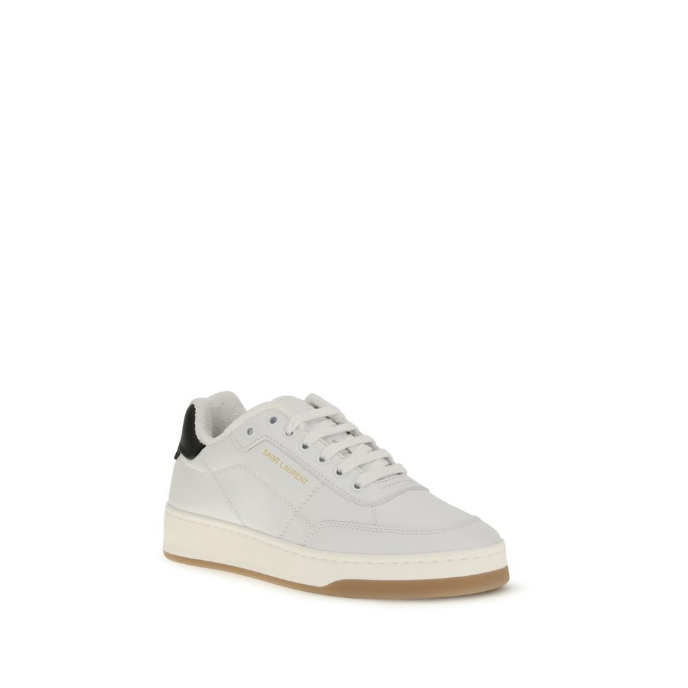 Saint Laurent Hvide Kalveskinds Bos Taurus Lave Sneakers