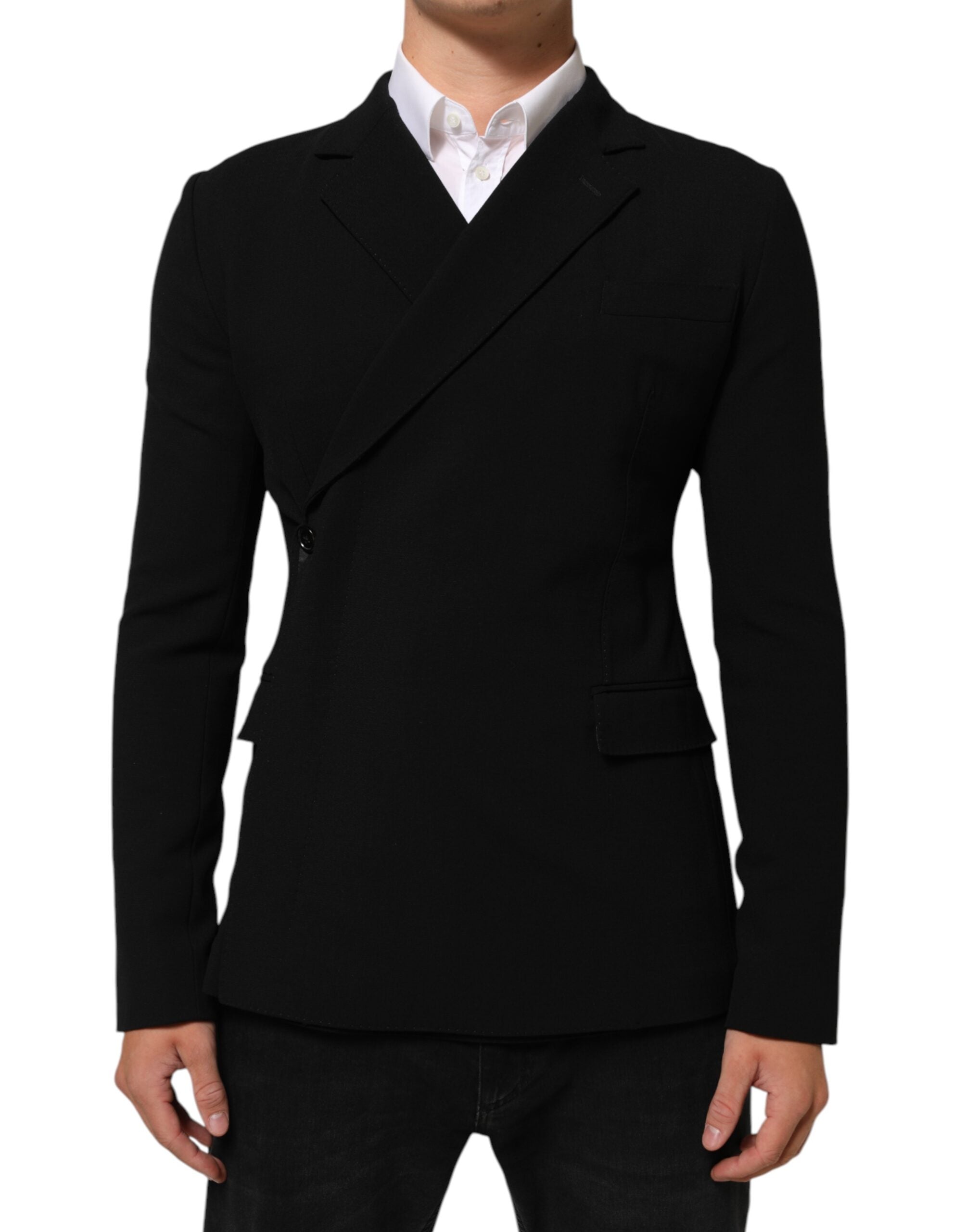 Dolce &amp; Gabbana Sort Uld Dobbeltradet Herrejakke Blazer