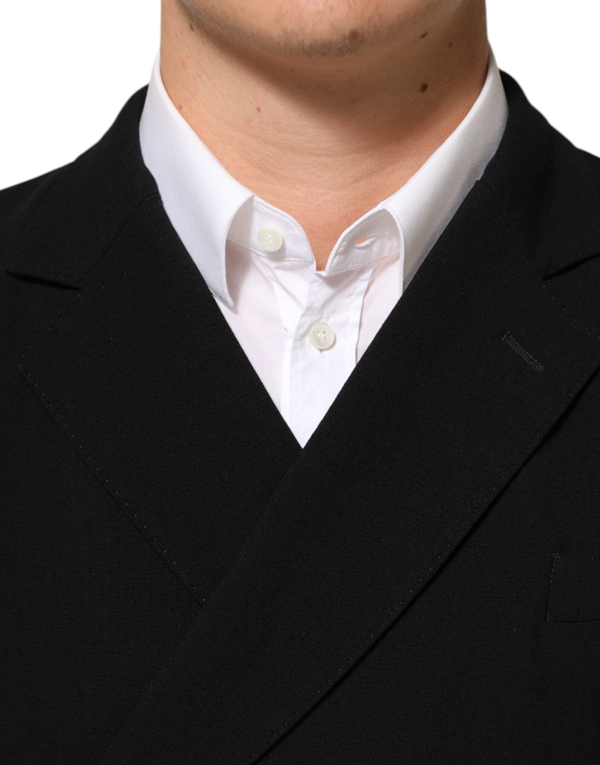 Dolce &amp; Gabbana Sort Uld Dobbeltradet Herrejakke Blazer