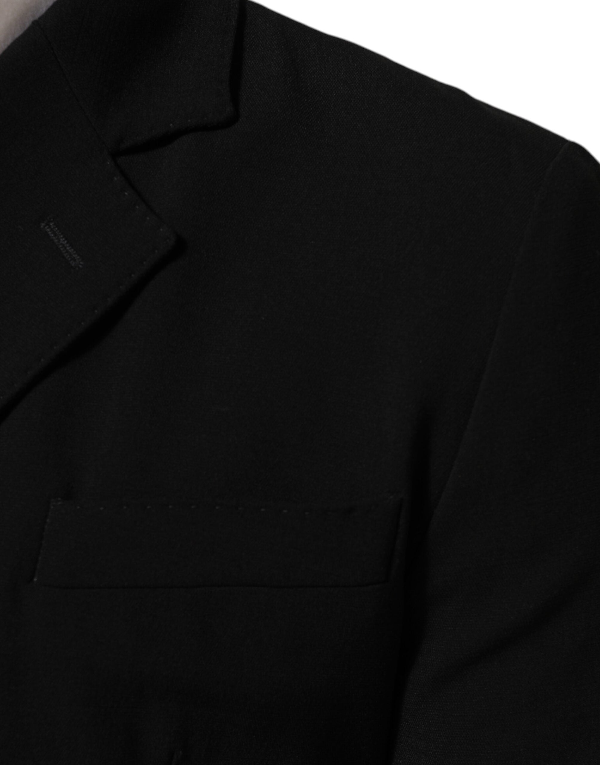 Dolce &amp; Gabbana Sort Uld Dobbeltradet Herrejakke Blazer