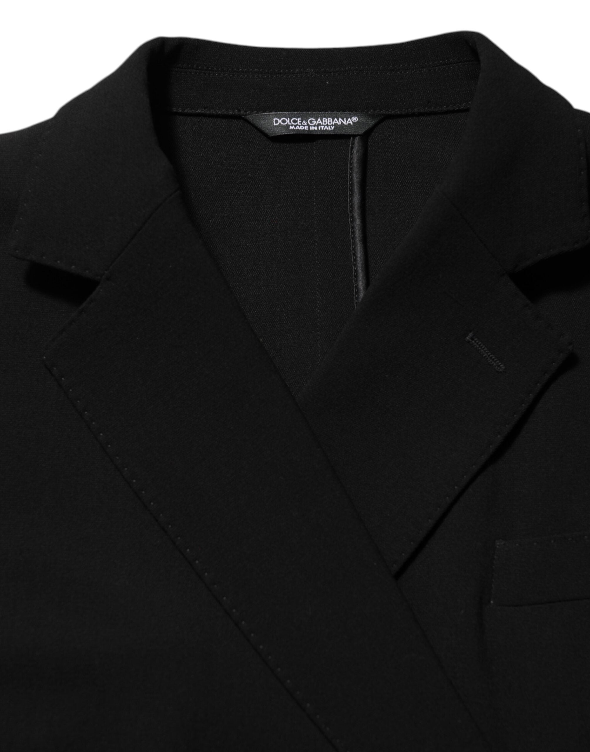 Dolce &amp; Gabbana Sort Uld Dobbeltradet Herrejakke Blazer