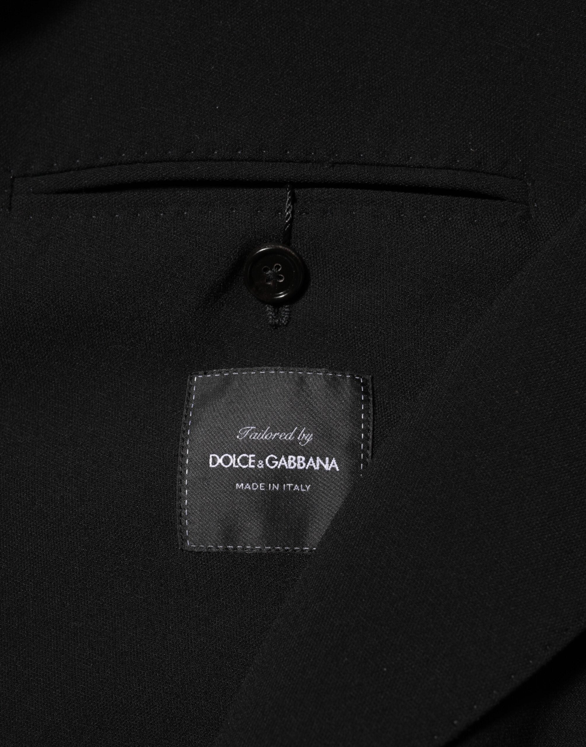 Dolce &amp; Gabbana Sort Uld Dobbeltradet Herrejakke Blazer