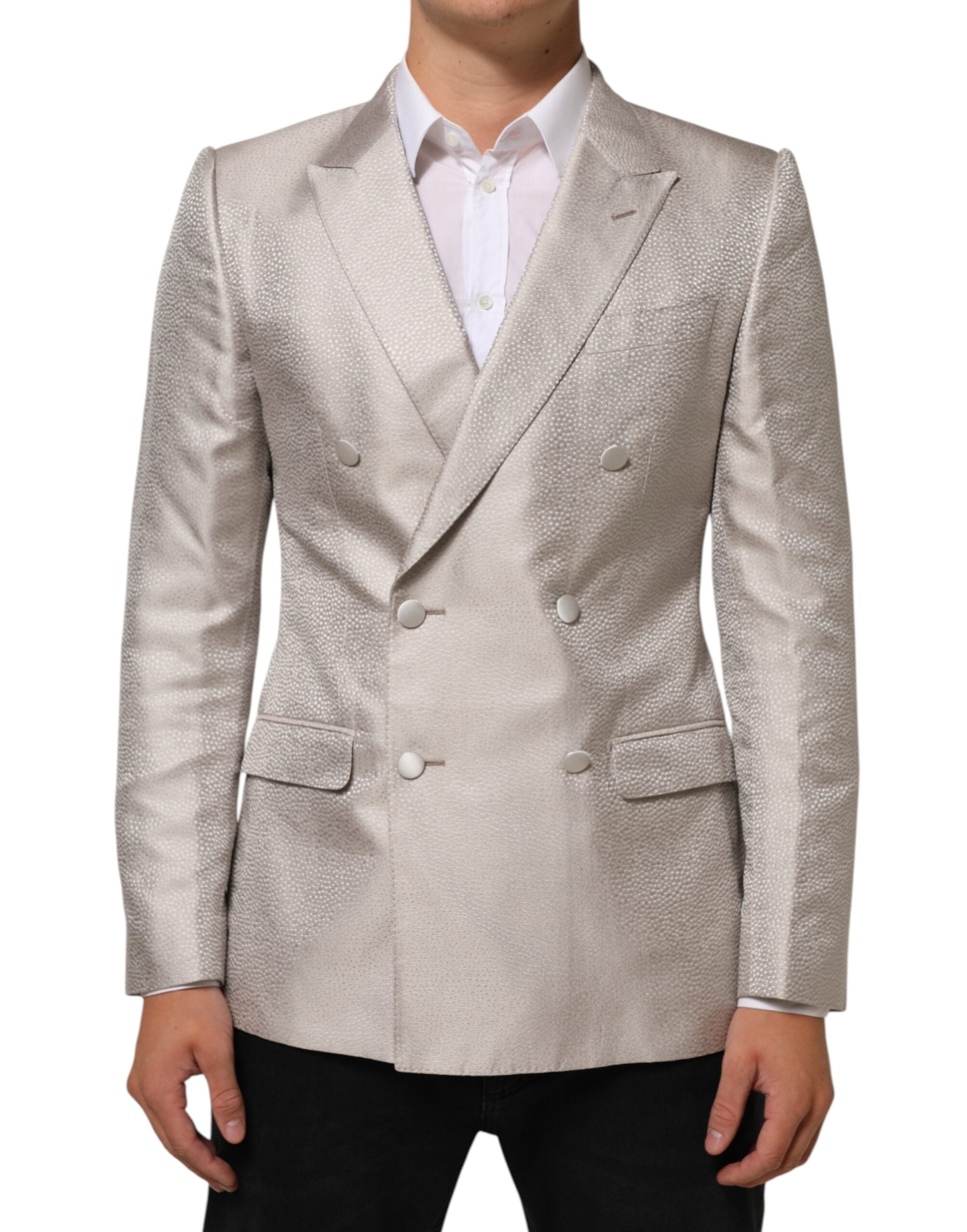 Dolce &amp; Gabbana Beige MARTINI Dobbeltradet Jakkesætsblazer