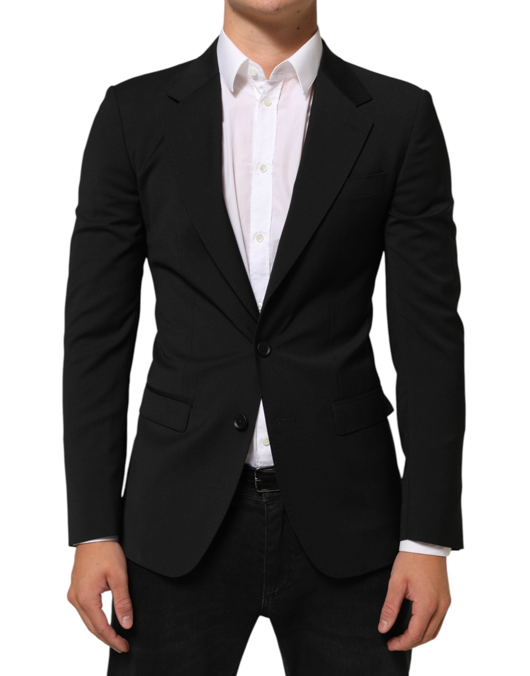 Dolce &amp; Gabbana Sort STAFF 2 Knapper Jakkesæt Blazer