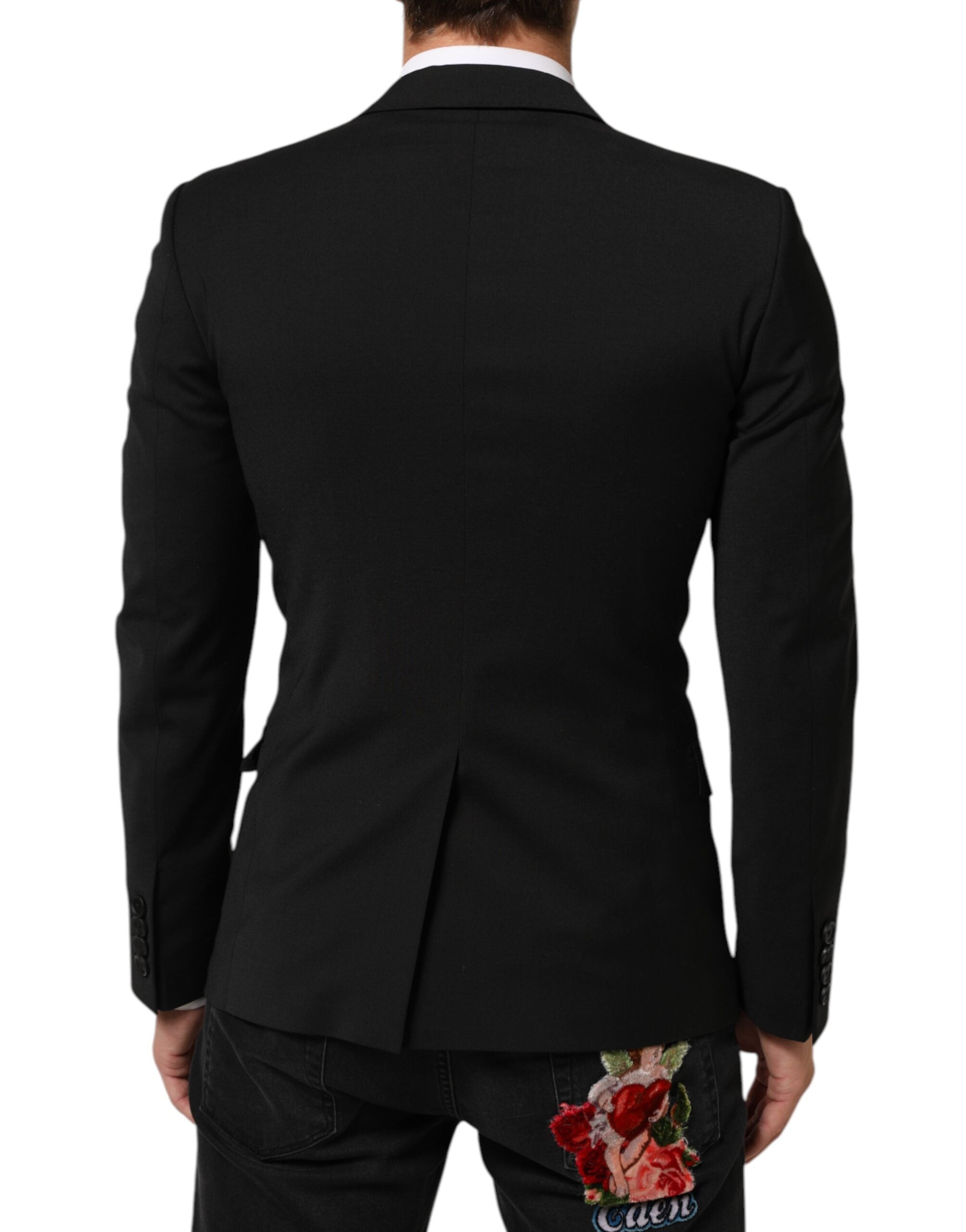 Dolce &amp; Gabbana Sort STAFF 2 Knapper Jakkesæt Blazer