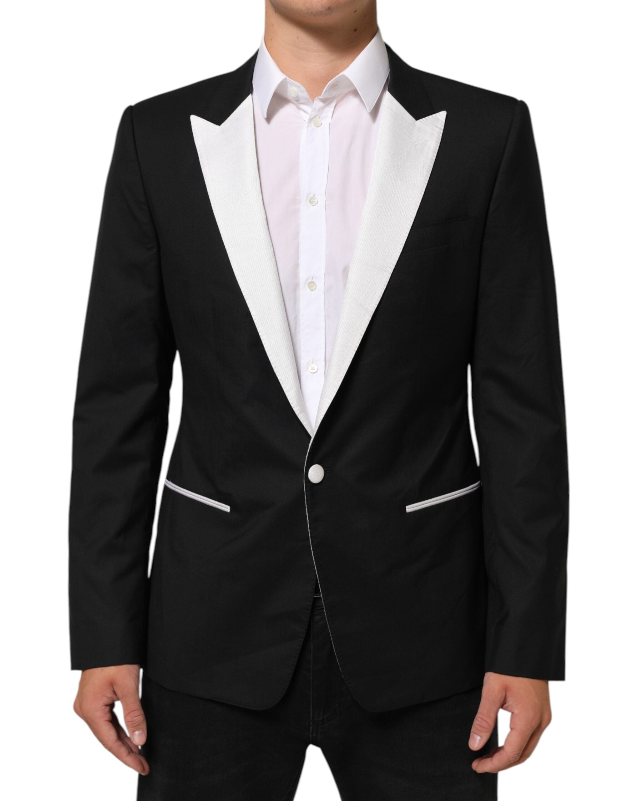 Dolce &amp; Gabbana Sort/Hvid MARTINI Herrejakkesæt med 1 Knap